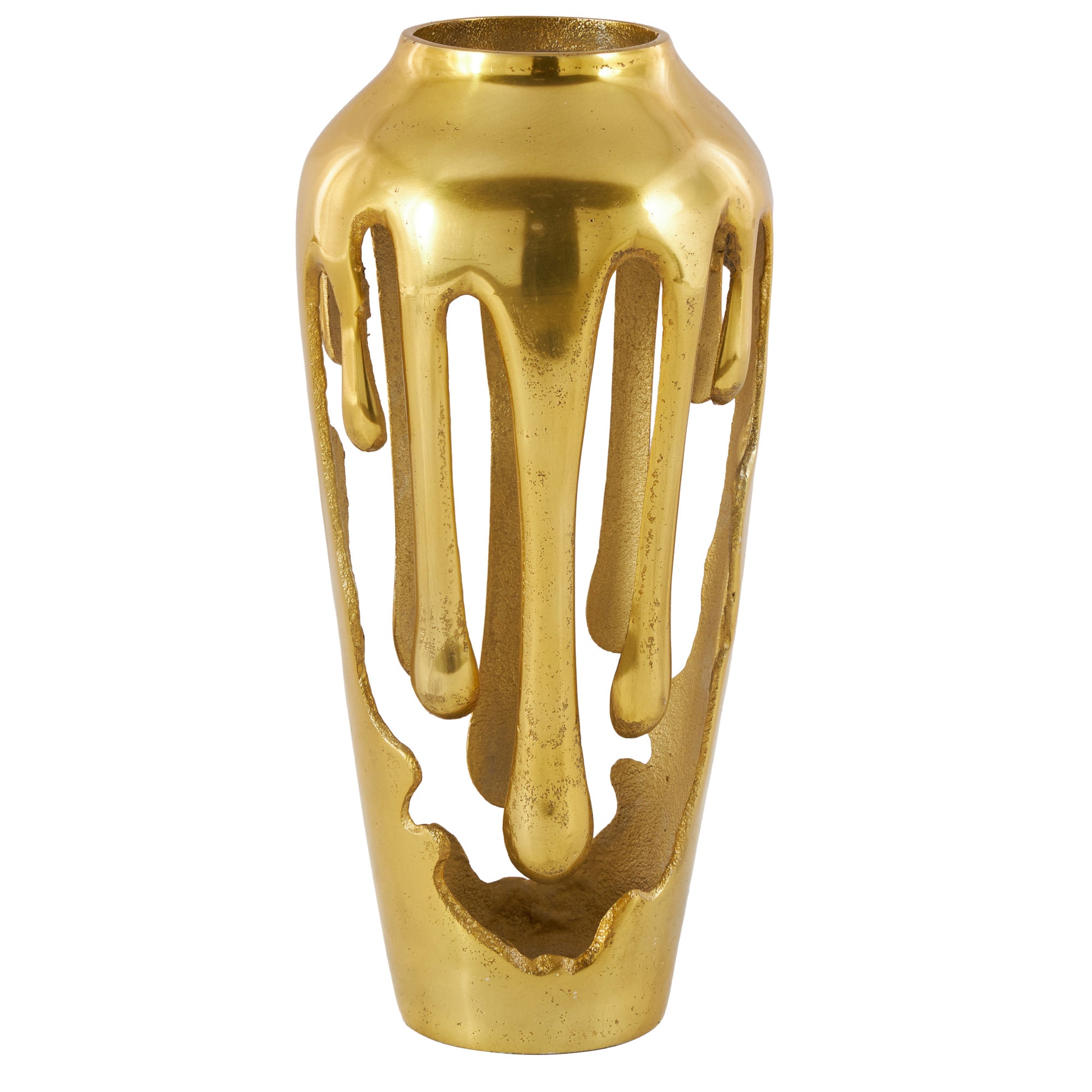 Abstract Aluminum Metal Drip Decorative Vase with Melting Designed Body