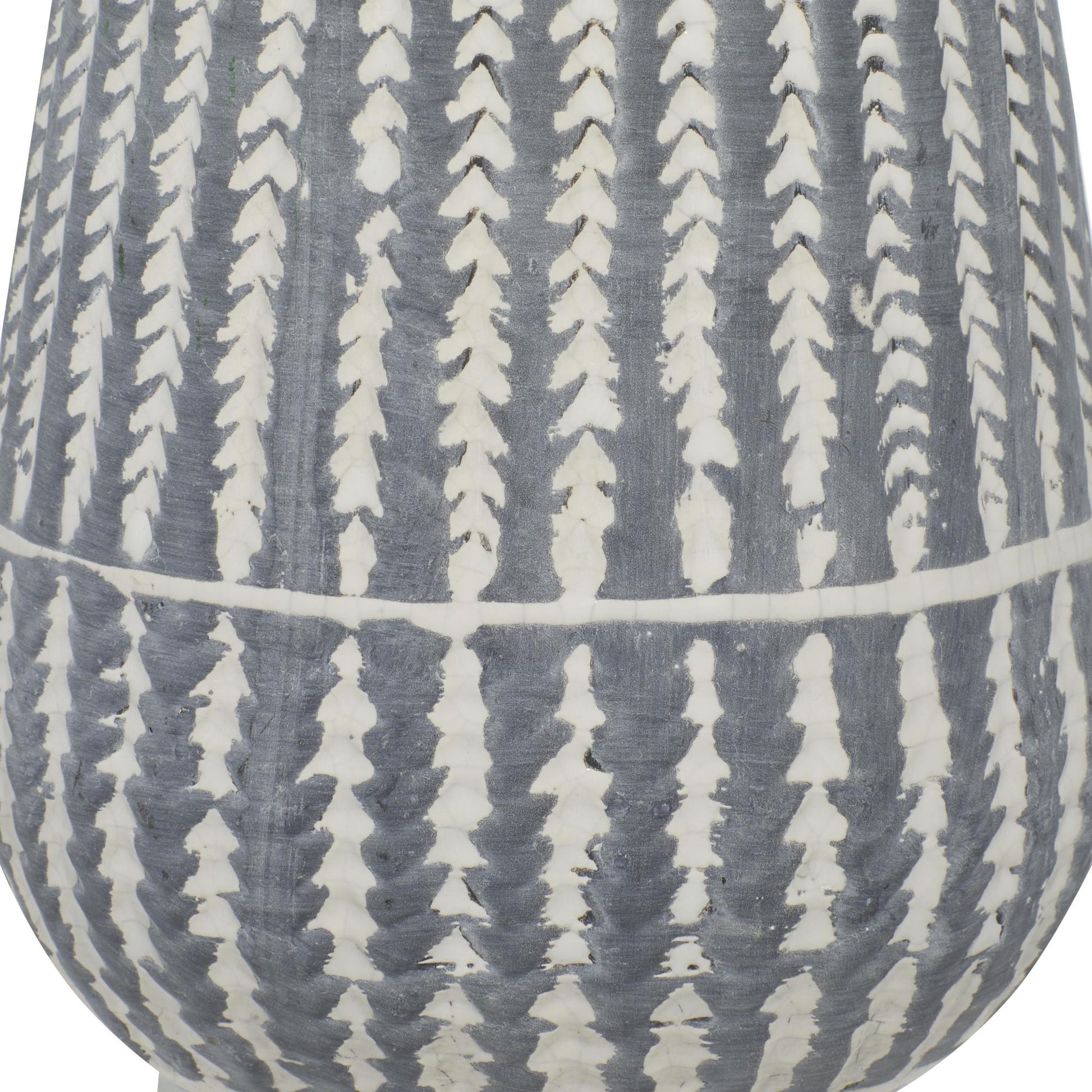 White Ceramic Decorative Vase with Stripes