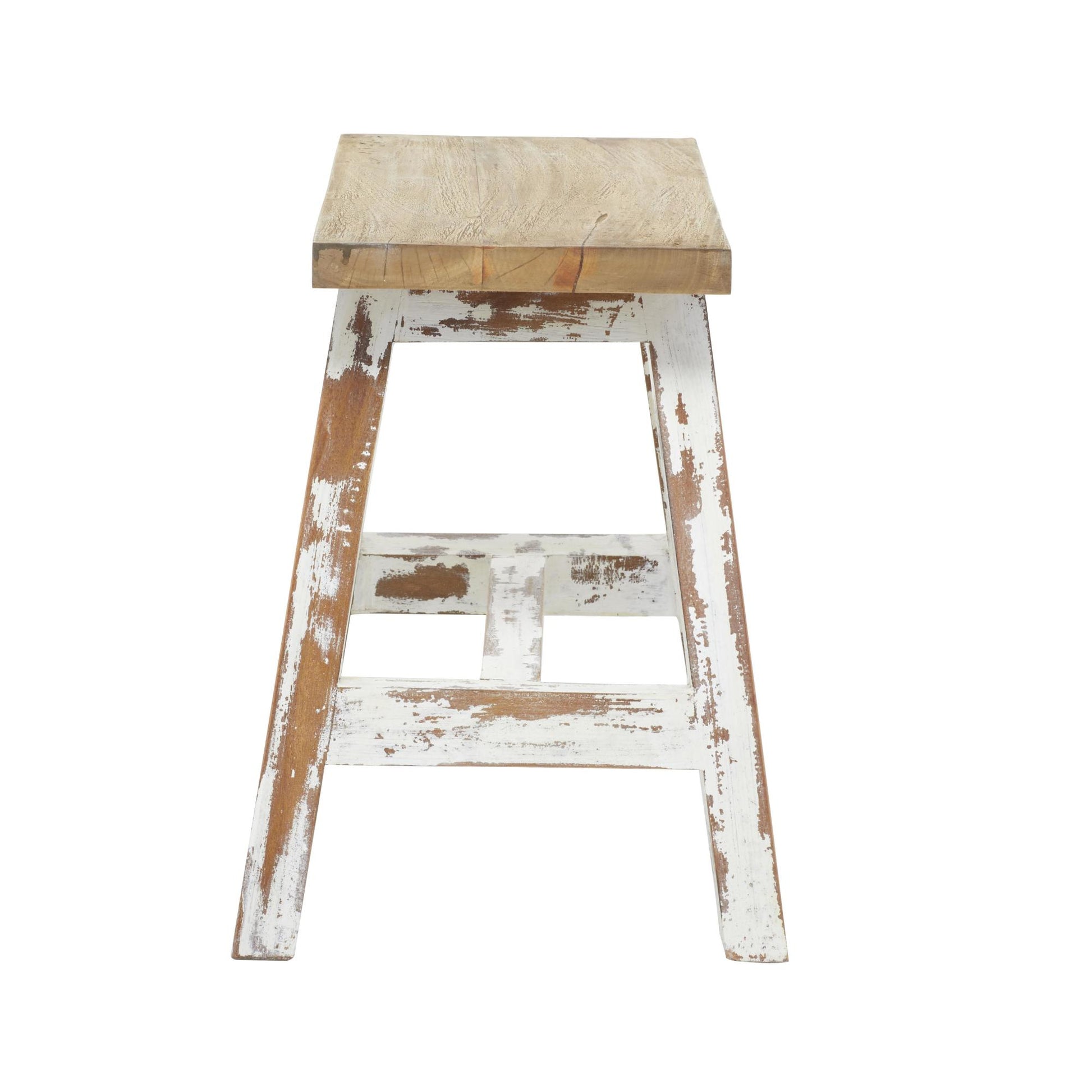 Wood Living Room Stool with Brown Wood Top 20" x 14" x 18"