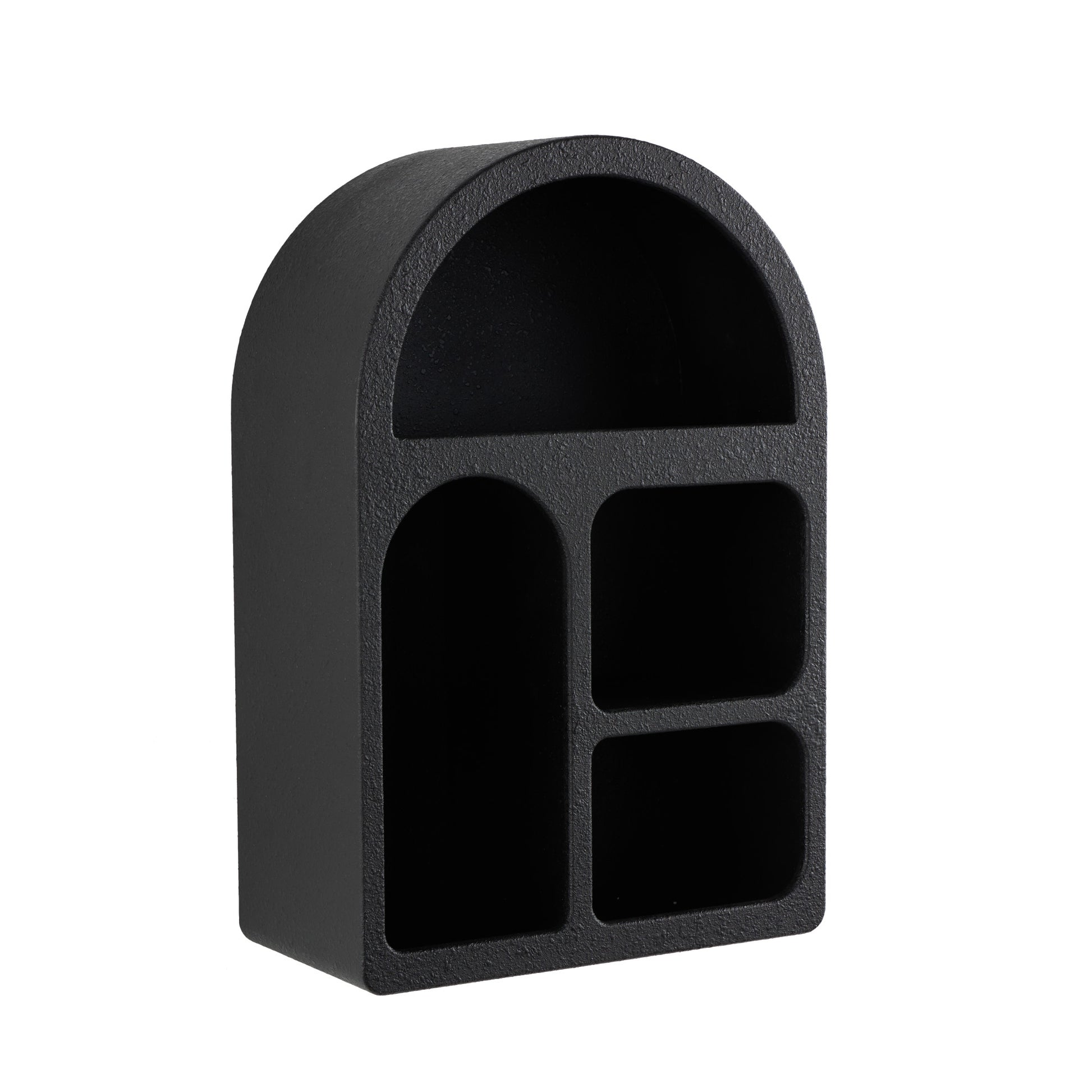 Geometric Wooden Arched 4 Shelf Room Wall Shelf with Varying Block Shapes