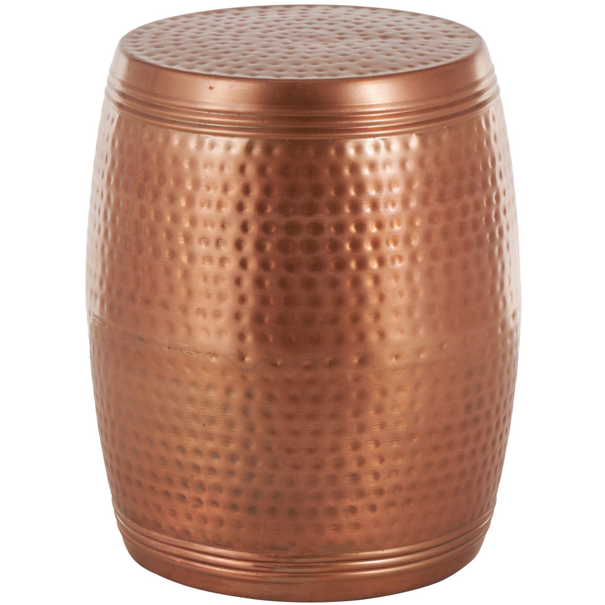 Drum Metal Handmade Side End Accent Table with Hammered Design