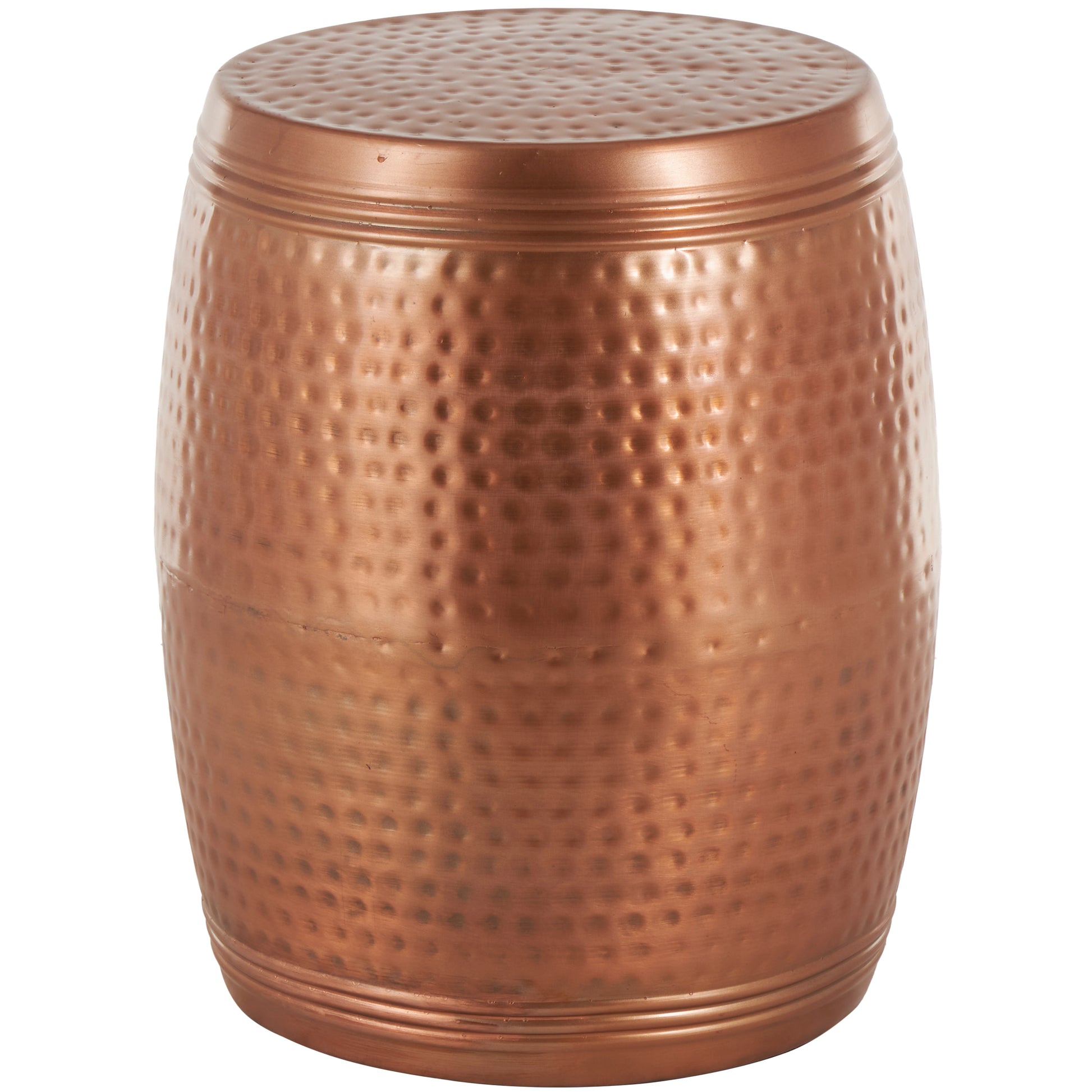 Drum Metal Handmade Side End Accent Table with Hammered Design