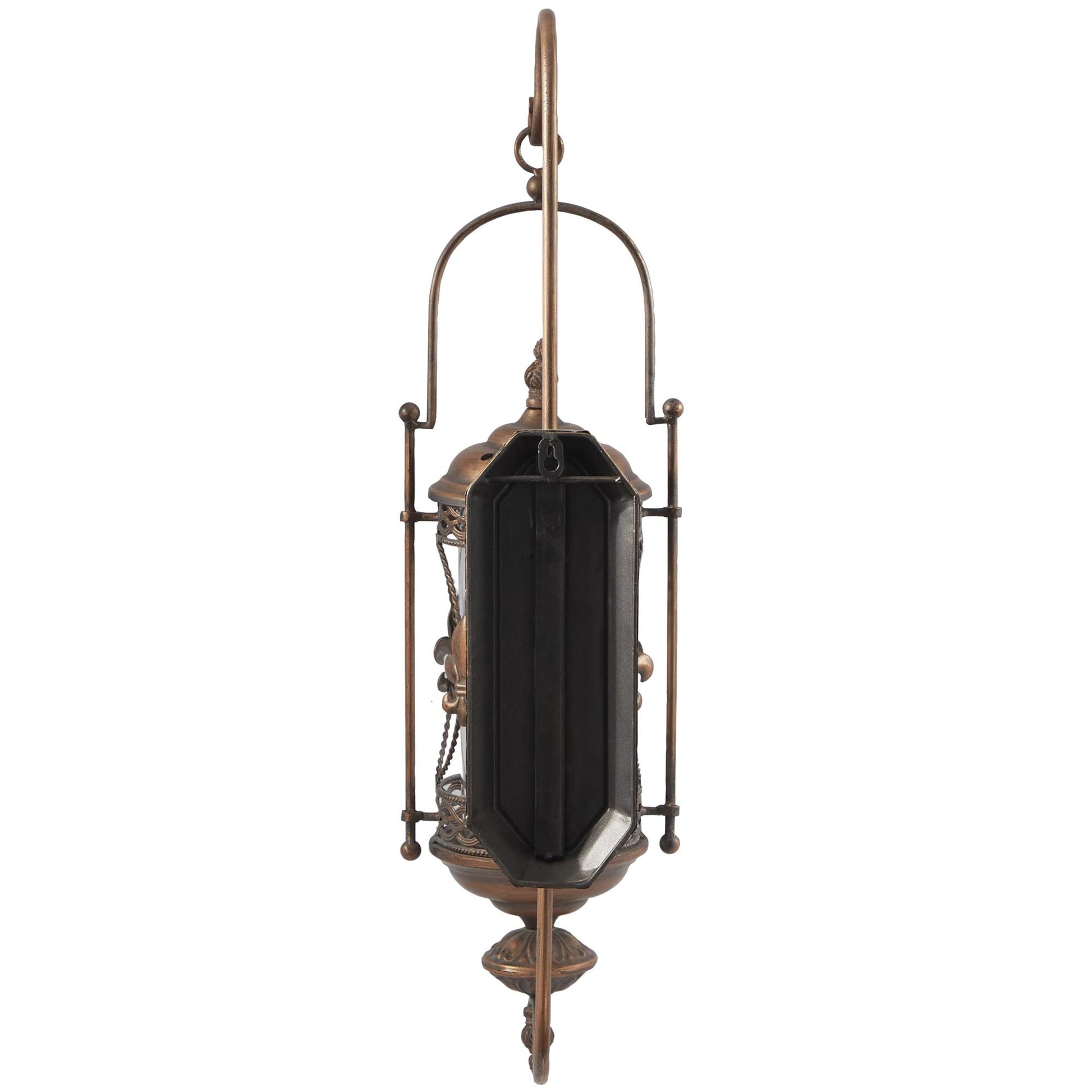 Fleur De Lis Metal Suspended Studded Single Candle Indoor Outdoor Wall Sconce with Scroll Details