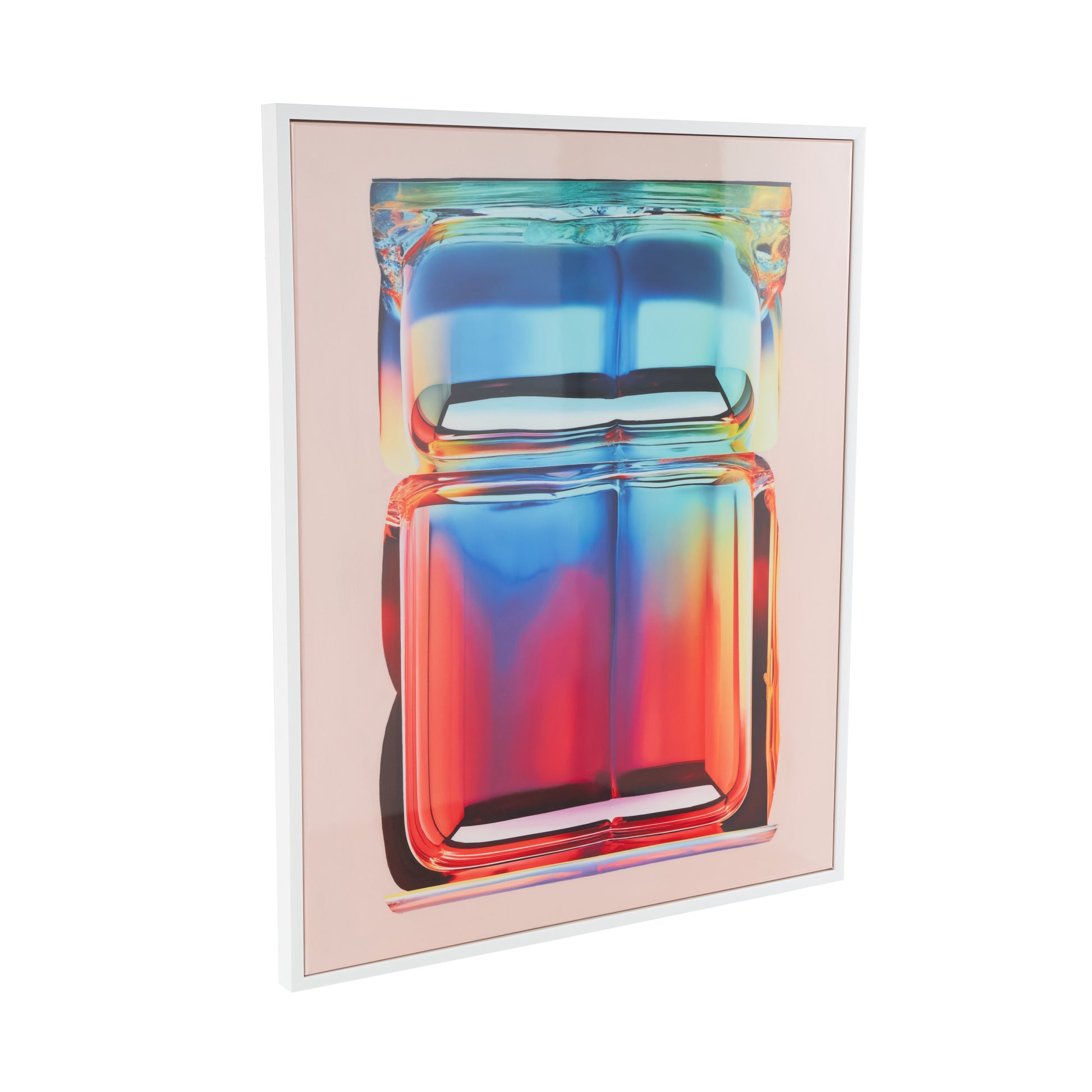 Abstract Multi Colored Canvas Cube Living Room Framed Wall Art with White Frame