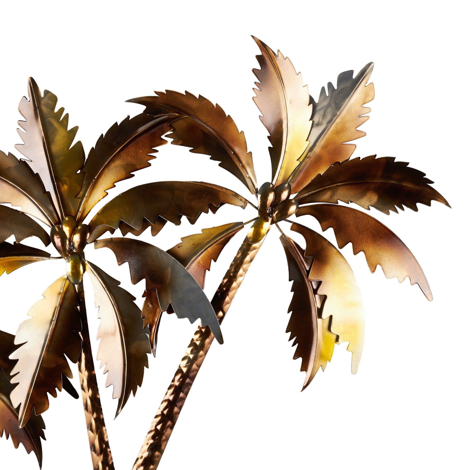 Tree Copper Stainless Steel Metal Slanted Home Wall Decor with Bronze and Yellow Accents