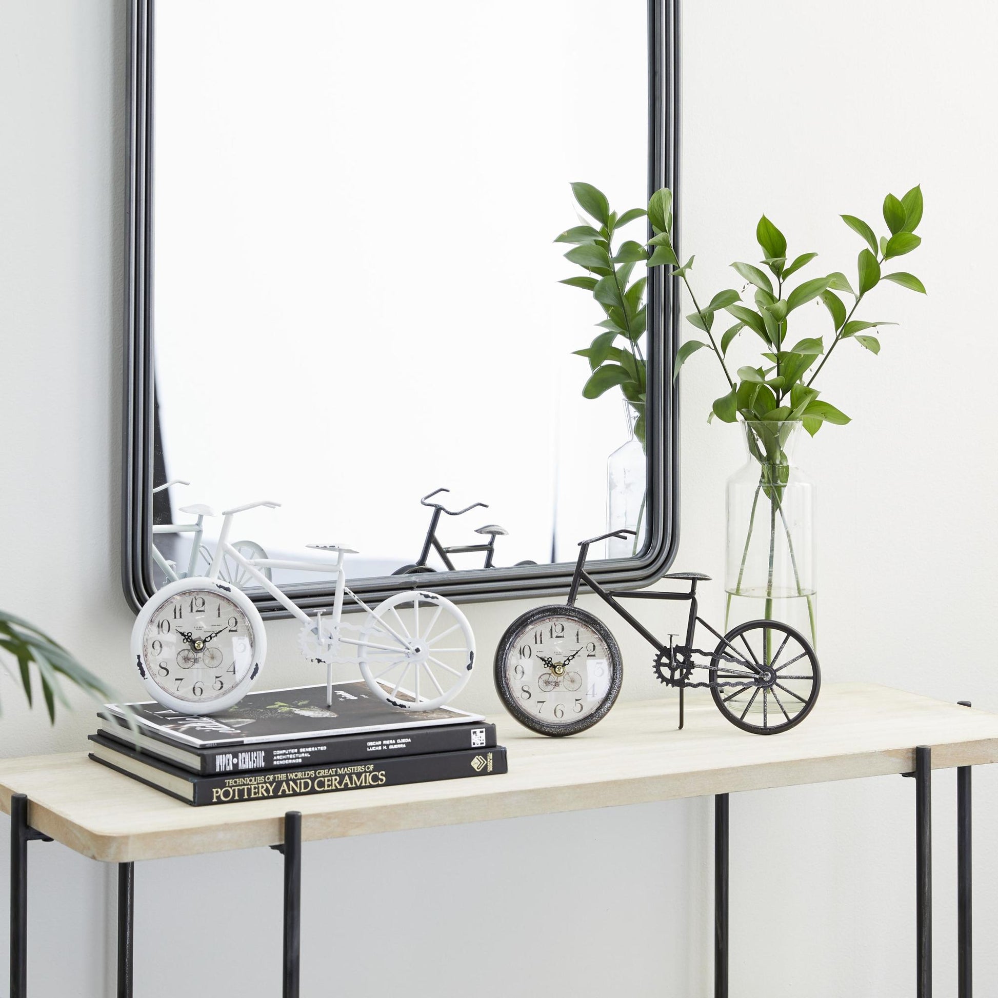 Set of 2 Bike Multi Colored Metal Decorative Clock