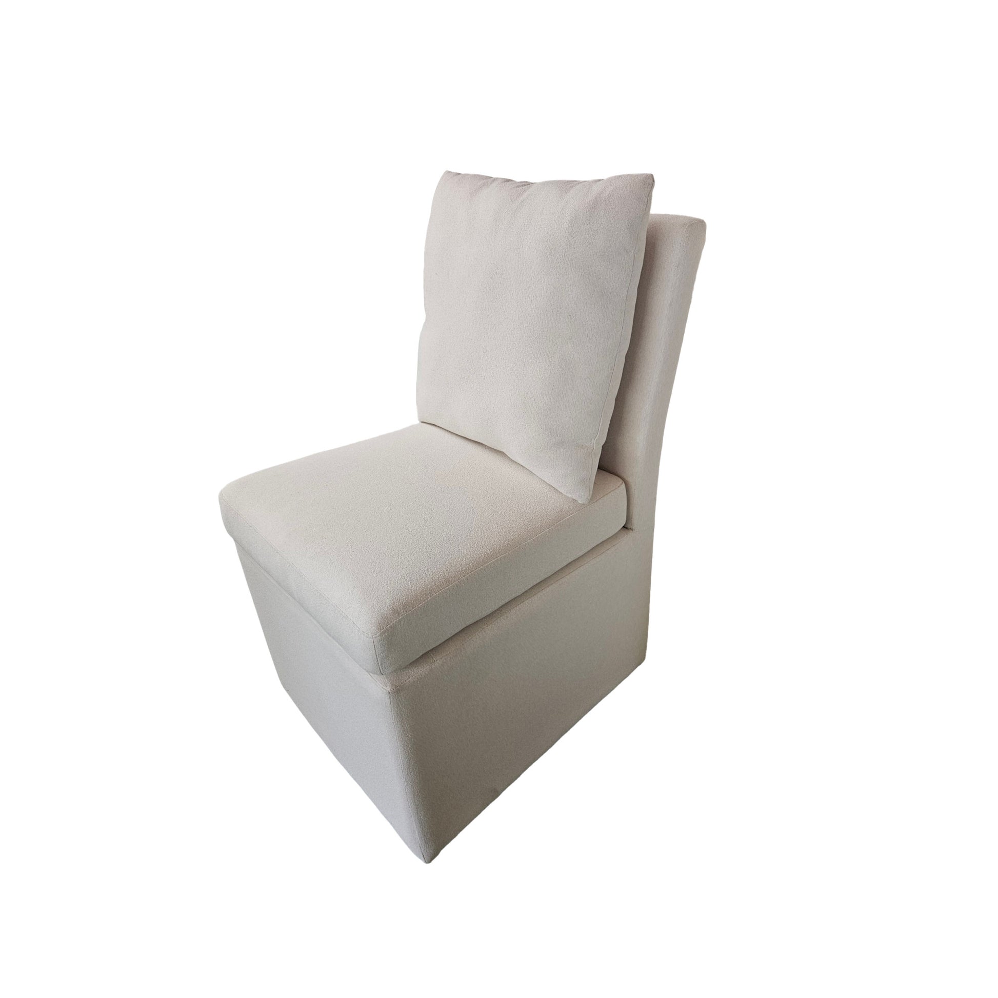 White Fabric Square Living Room Accent Chair with Backrest Cushion