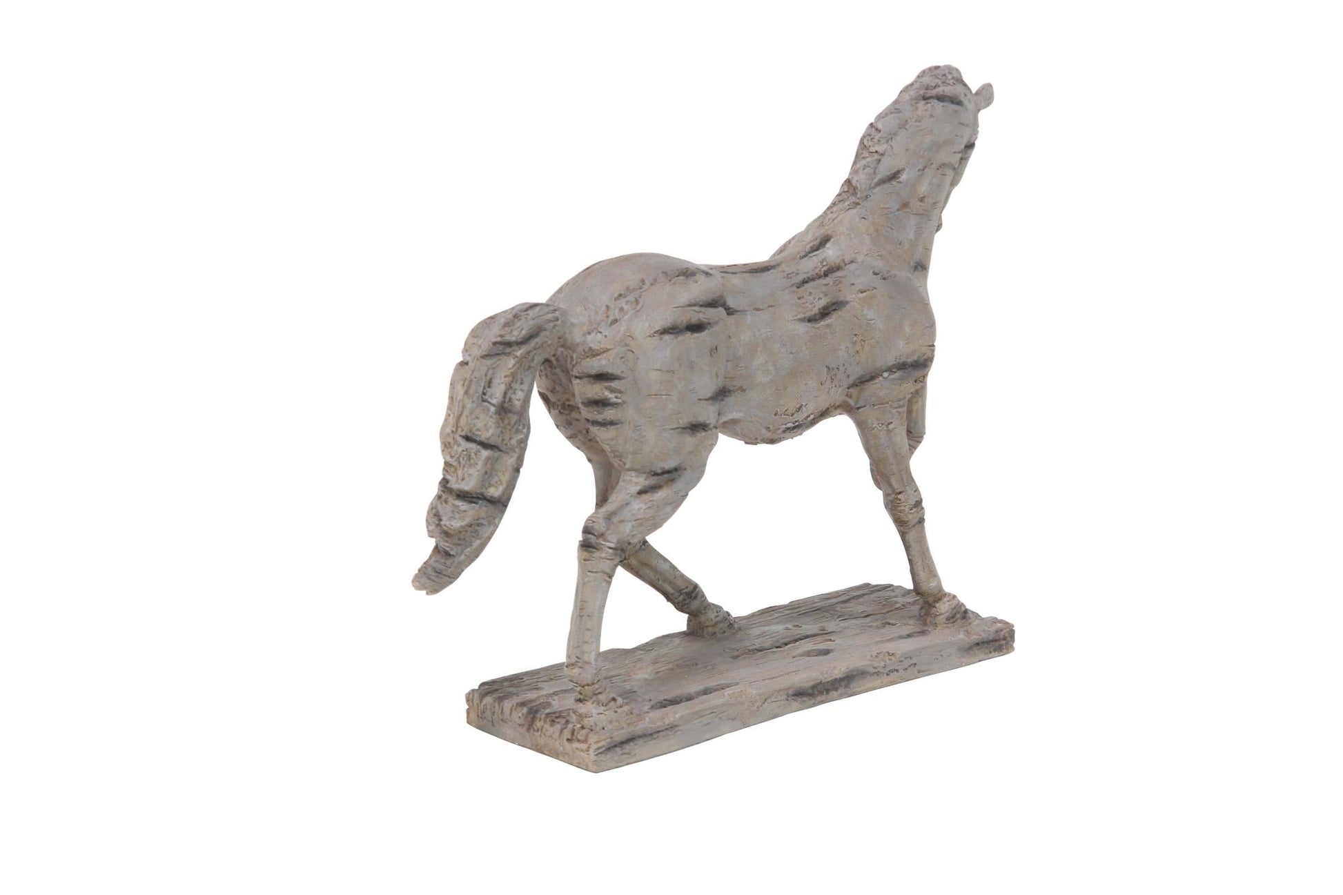 Horse Beige Polyresin Prancing Decorative Sculpture