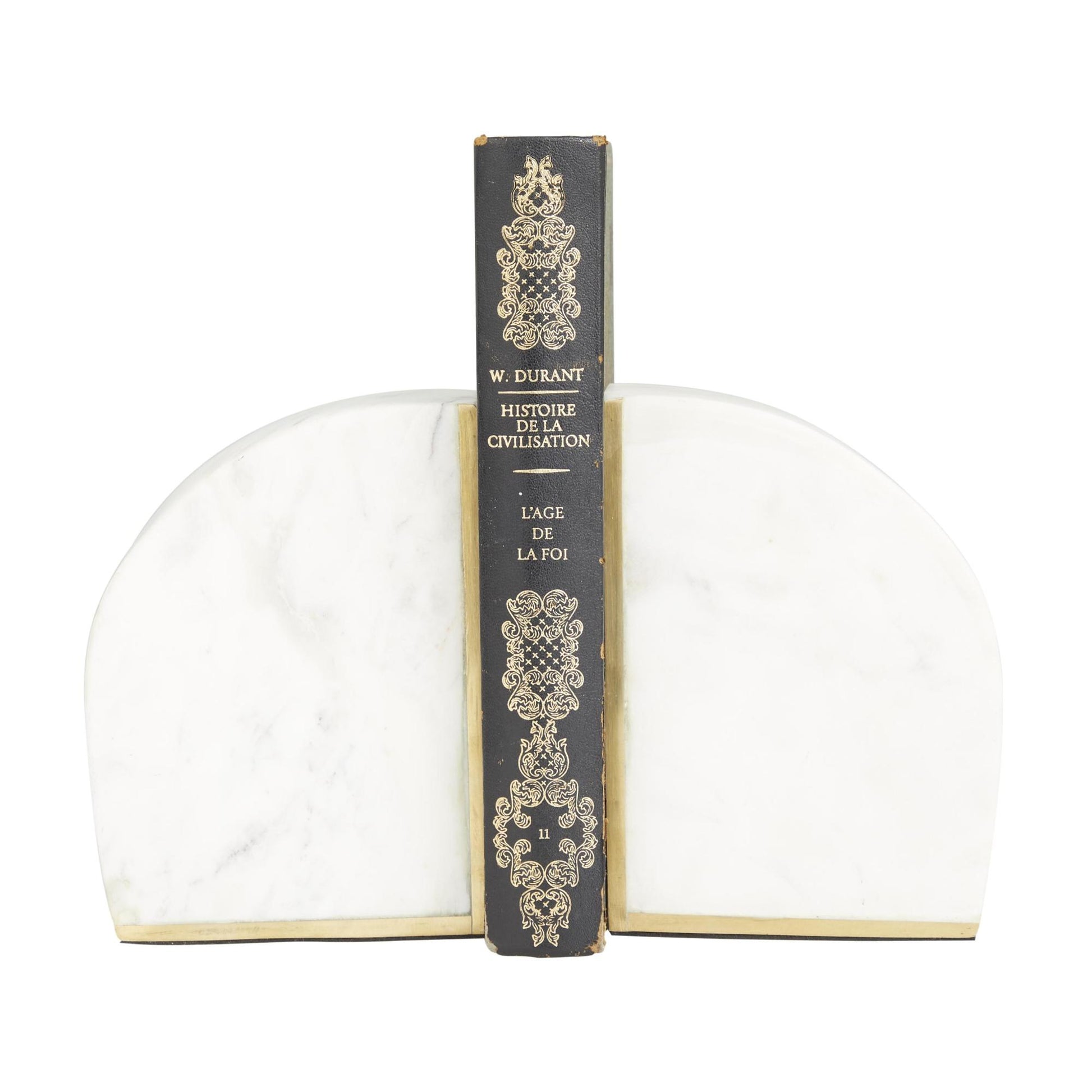CosmoLiving by Cosmopolitan Set of 2 Geometric Marble 8 lbs Decorative Bookends with Gold Inlay