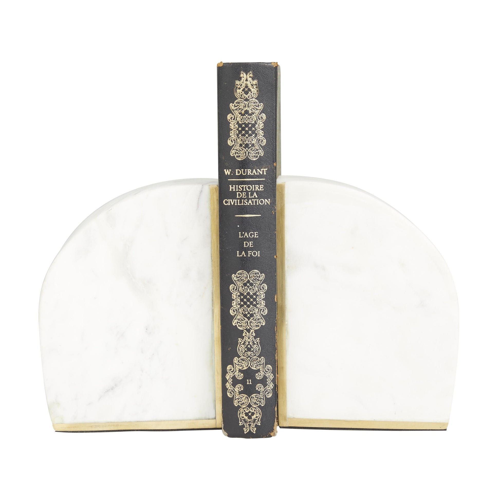 CosmoLiving by Cosmopolitan Set of 2 Geometric Marble 8 lbs Decorative Bookends with Gold Inlay