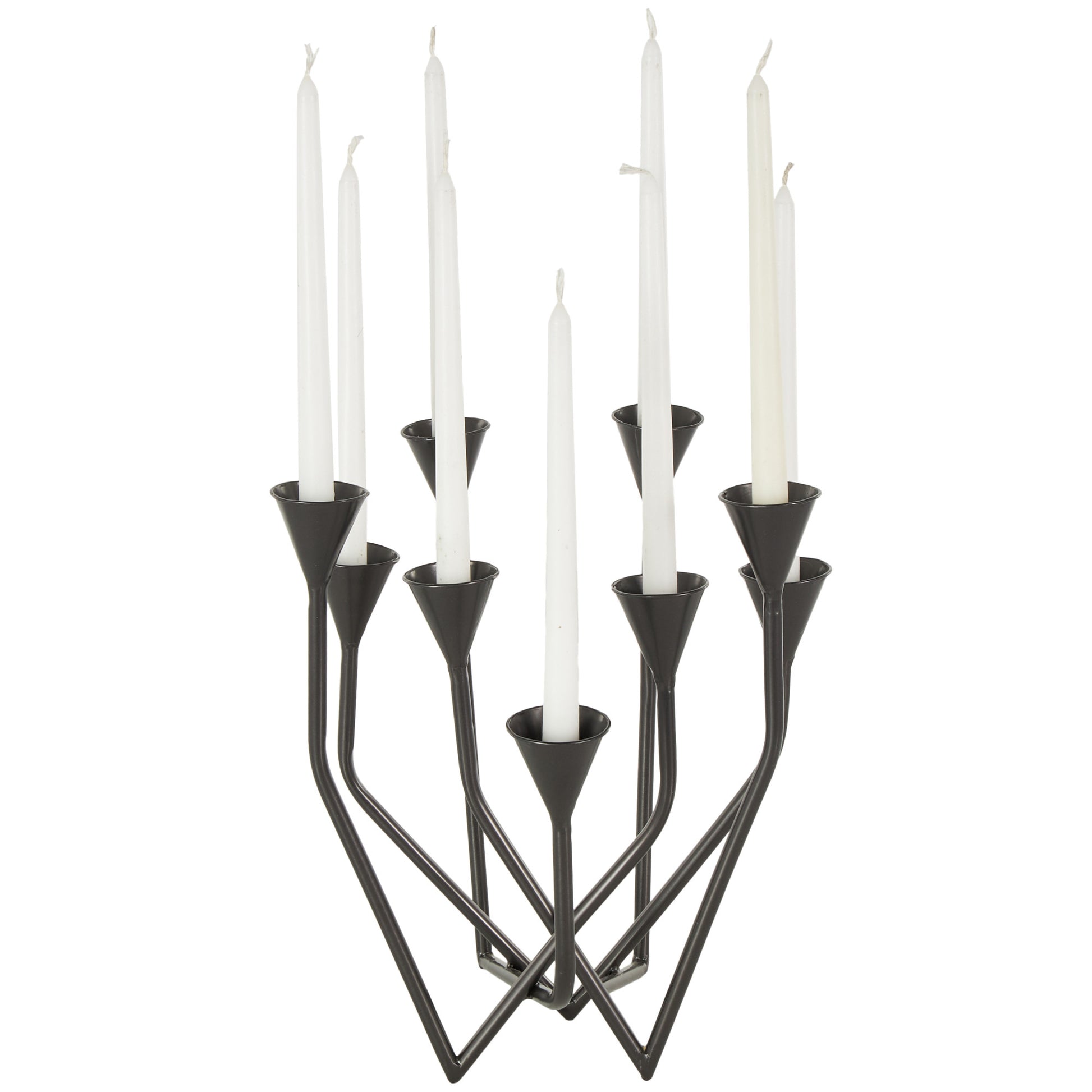 Black Metal Taper 9 Slot Decorative Candelabra