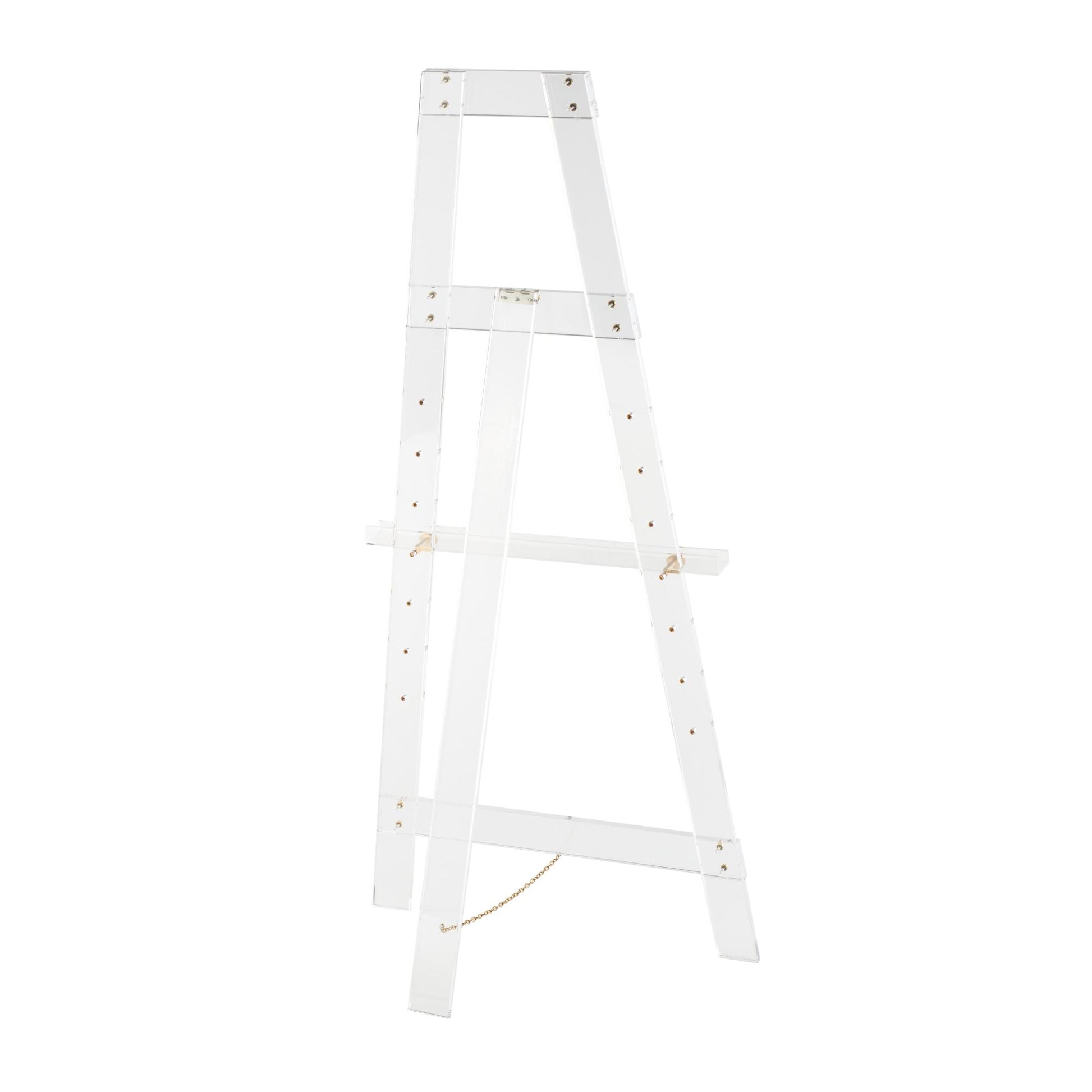Acrylic Plastic Adjustable 7 Tier Display Easel with Gold Metal Hardware and Chain Support 24" x 17" x 57"