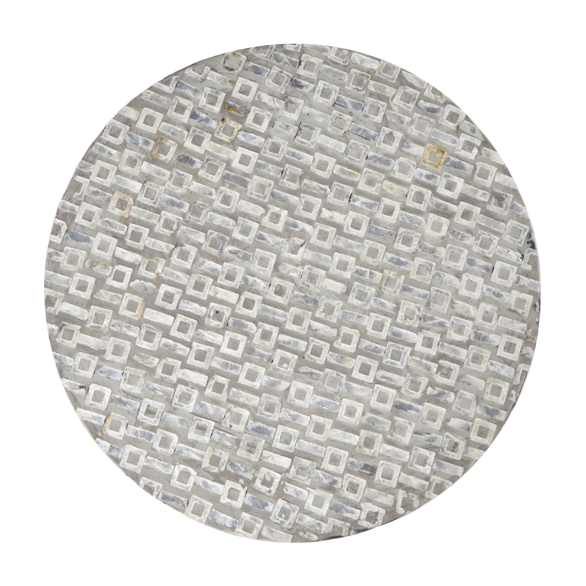 Geometric Mother of Pearl Shell Side End Accent Table with Gold Base