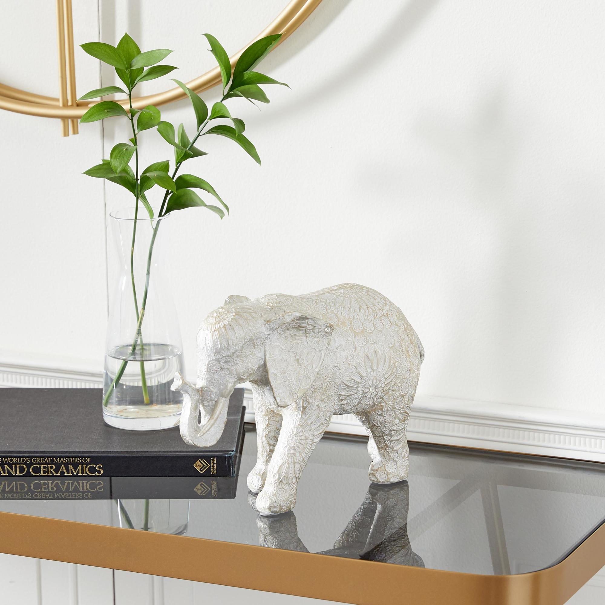 Elephant White Polyresin Decorative Sculpture