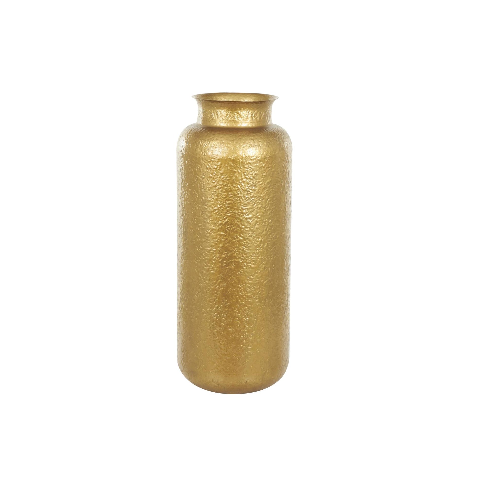 Gold Metal Tall Textured Hammered Floor Decorative Vase