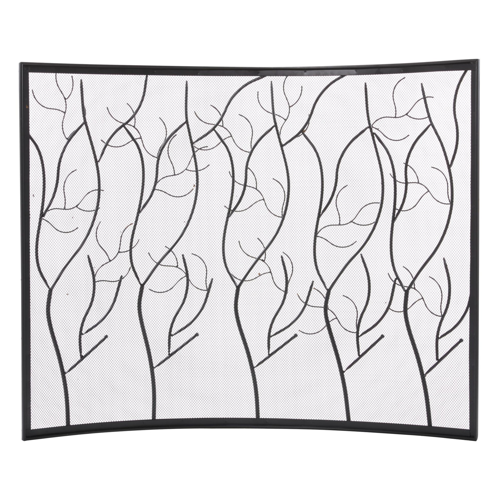 Tree Brass Metal Branch Single Panel Living Room Fireplace Screen with Mesh Netting