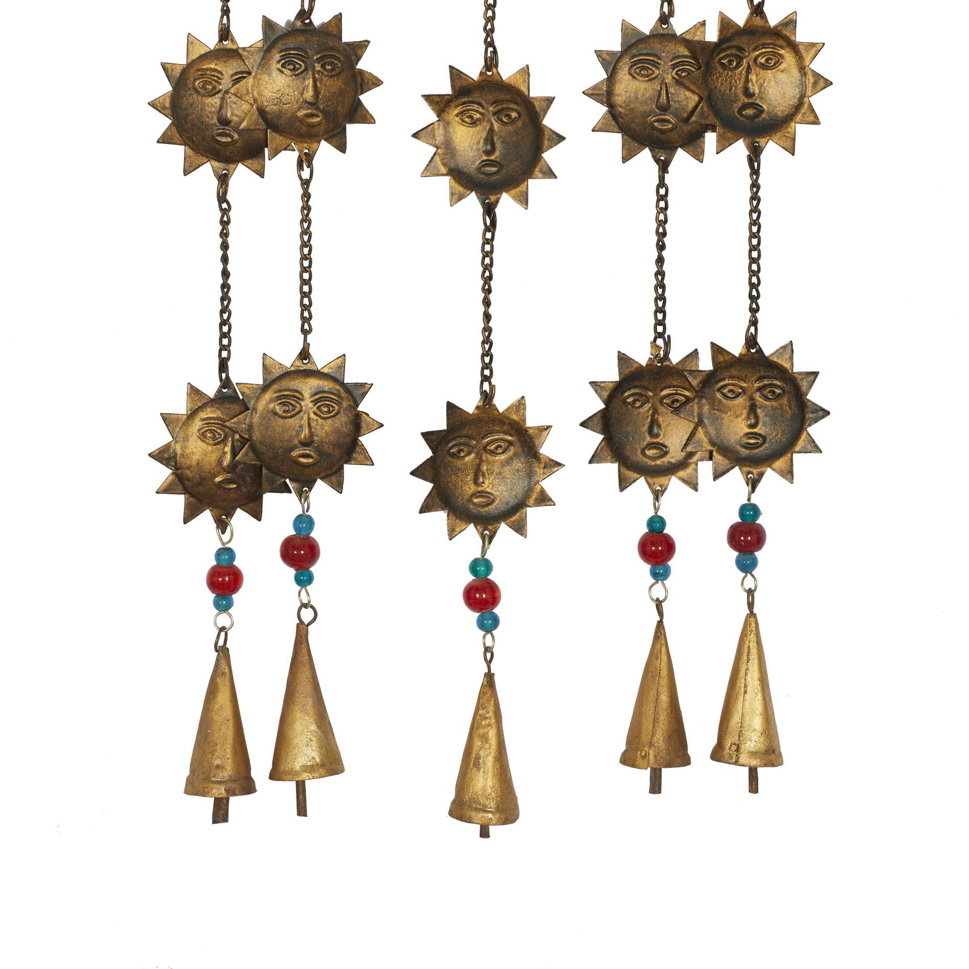 Sun Brass Metal Indoor Outdoor Windchime with Beads