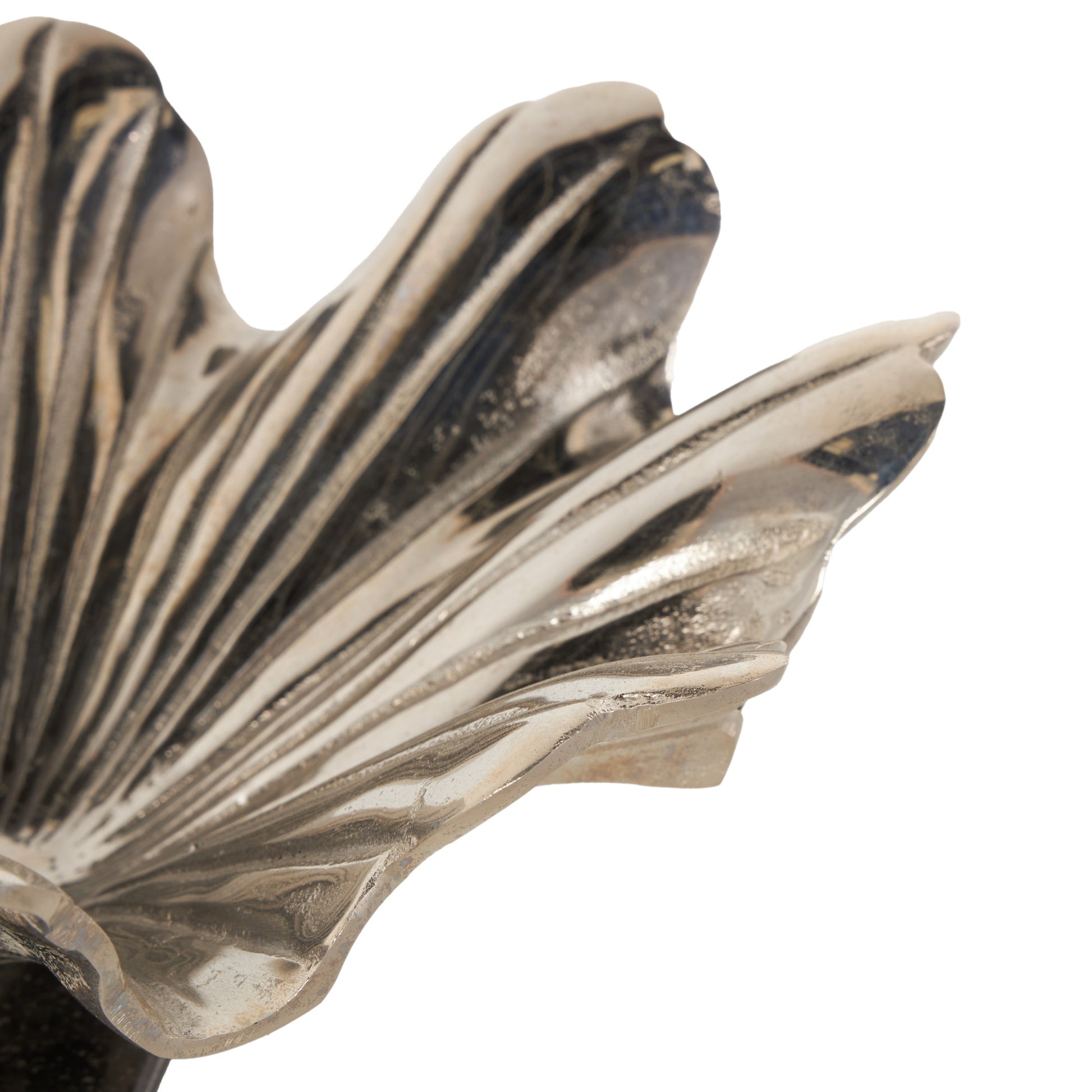 Floral Aluminum Metal Large Decorative Bowl with Black Marble Base