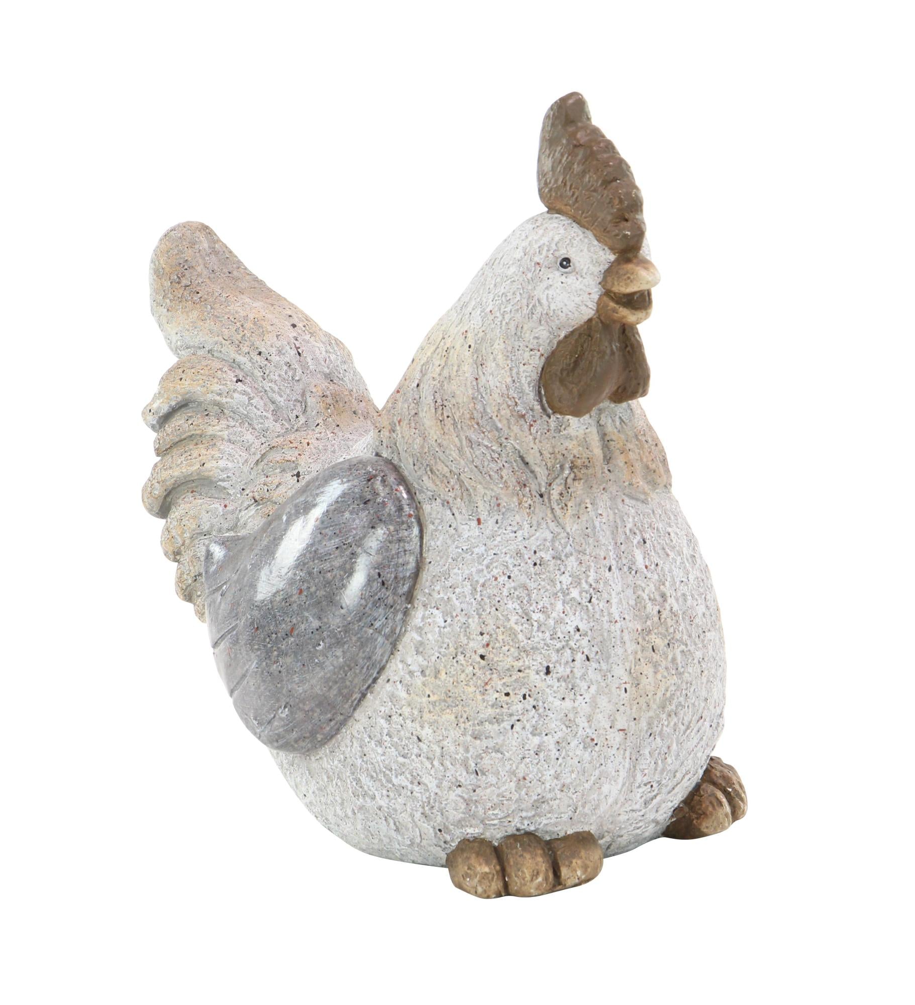 Chicken Gray Polystone Indoor Outdoor Decorative Garden Sculpture