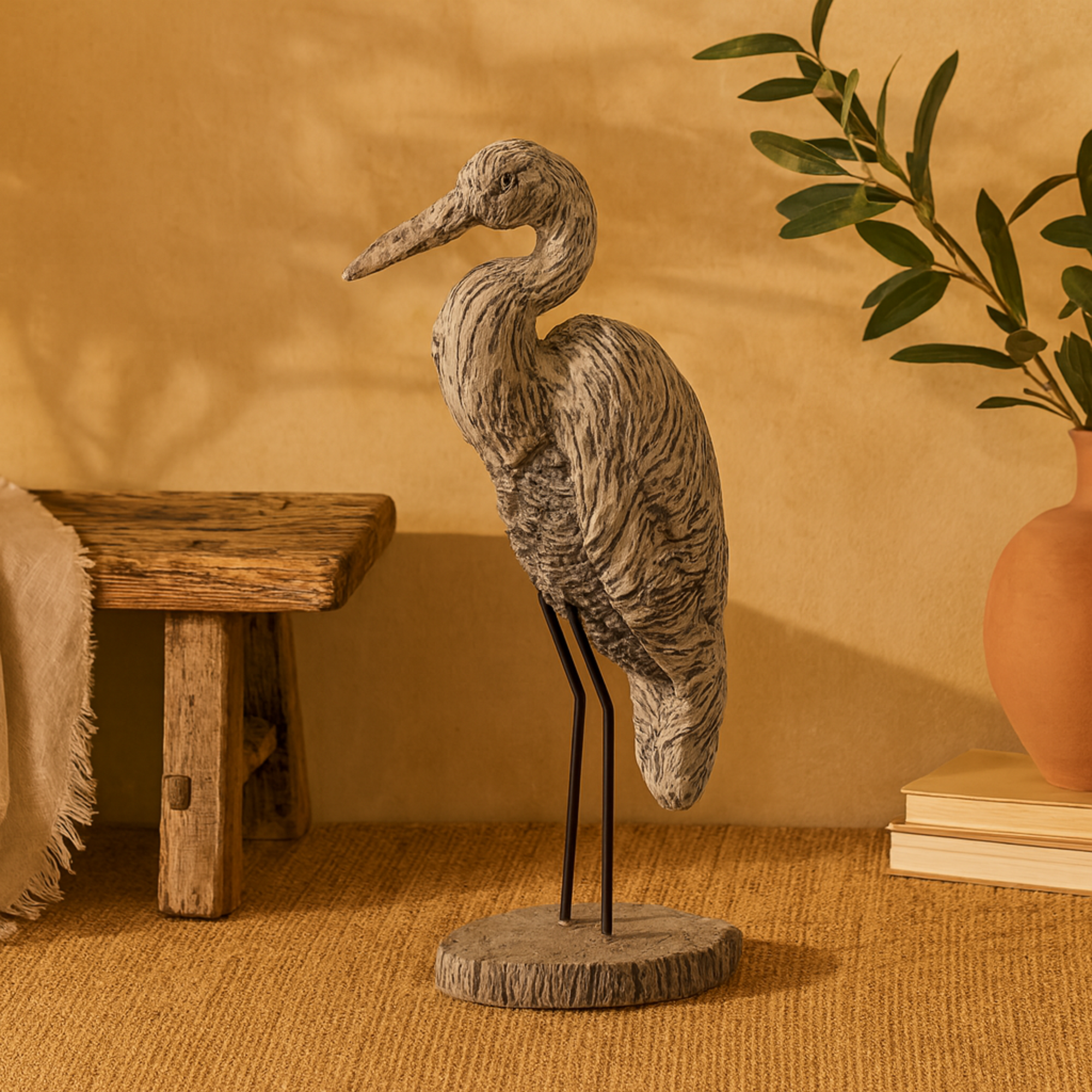 Bird Gray Polystone Textured Decorative Sculpture
