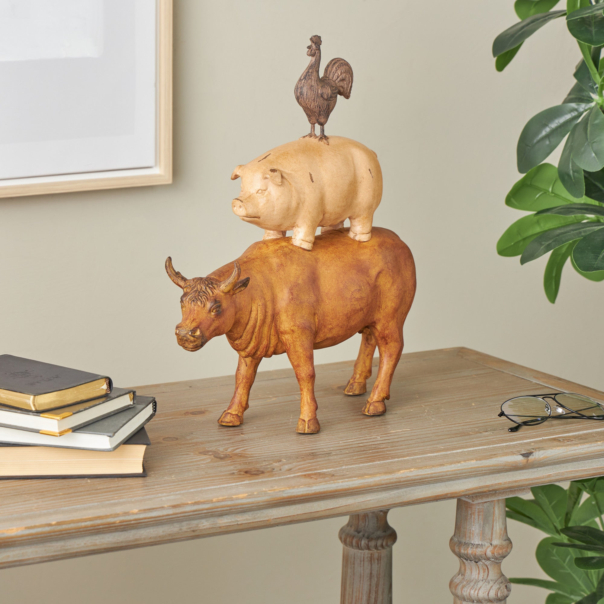 Farm Animals Resin Stacked Decorative Sculpture