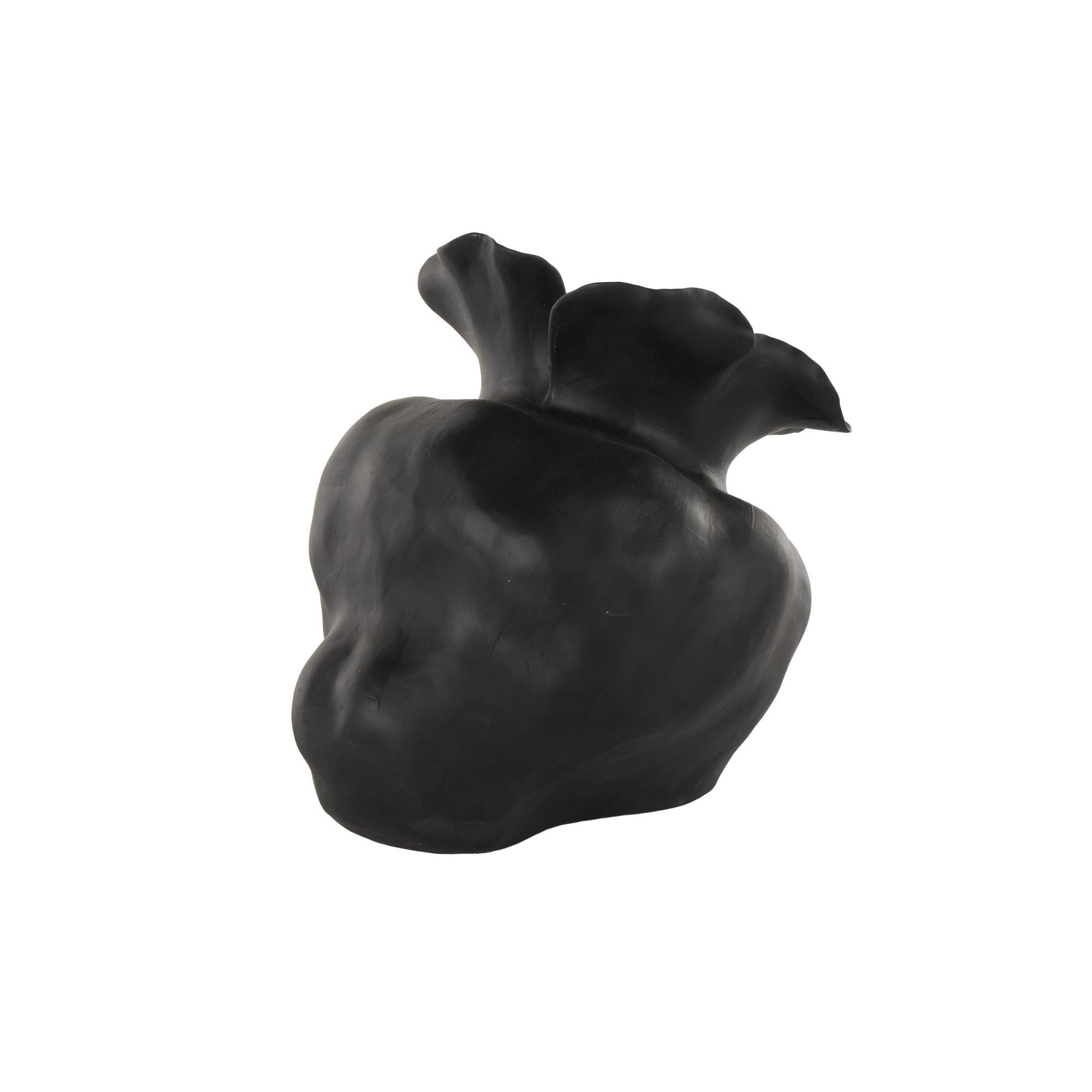 Abstract Ceramic Wide Rounded Floral Shaped Decorative Vase with Petal Rim