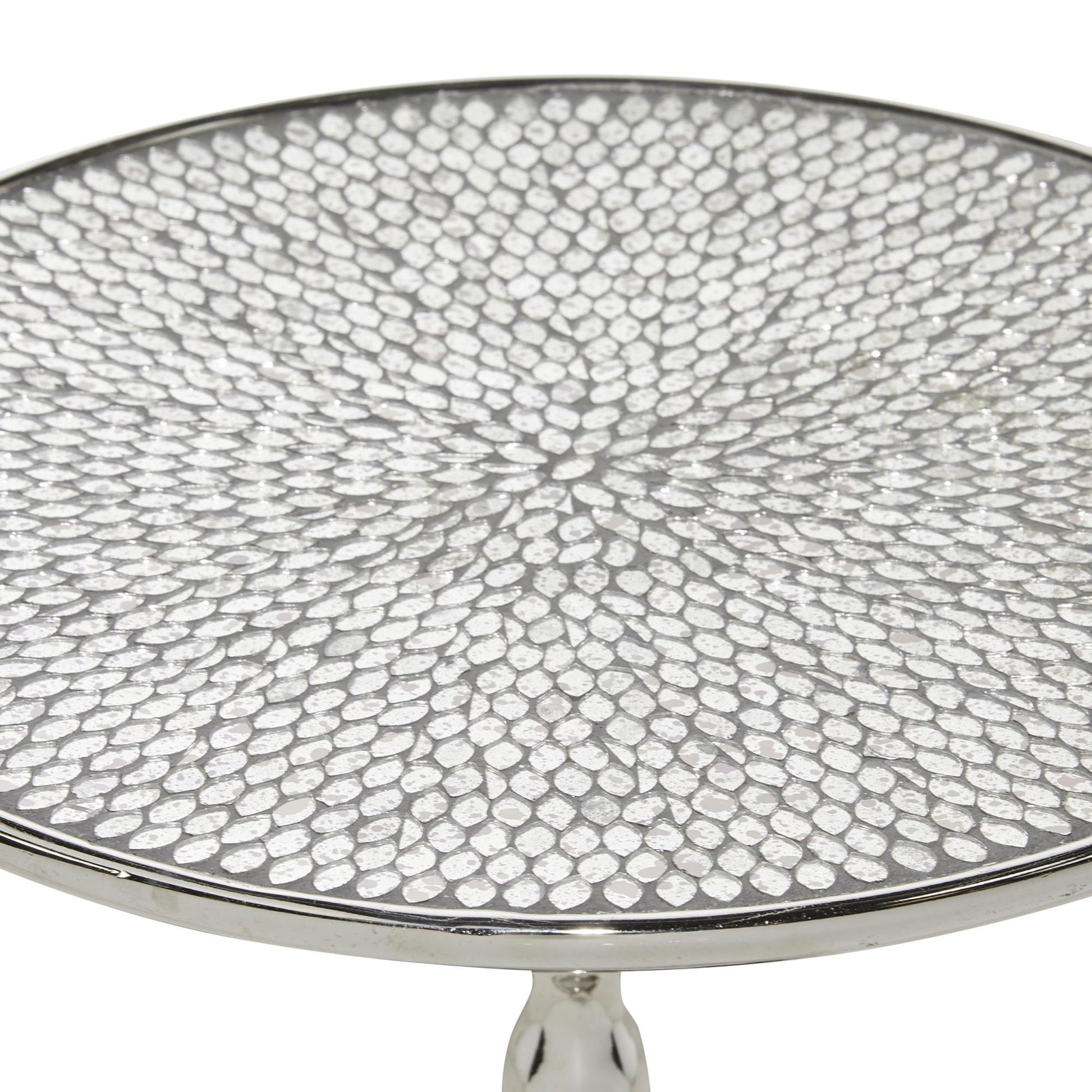 Silver Aluminum Metal Side End Accent Table
