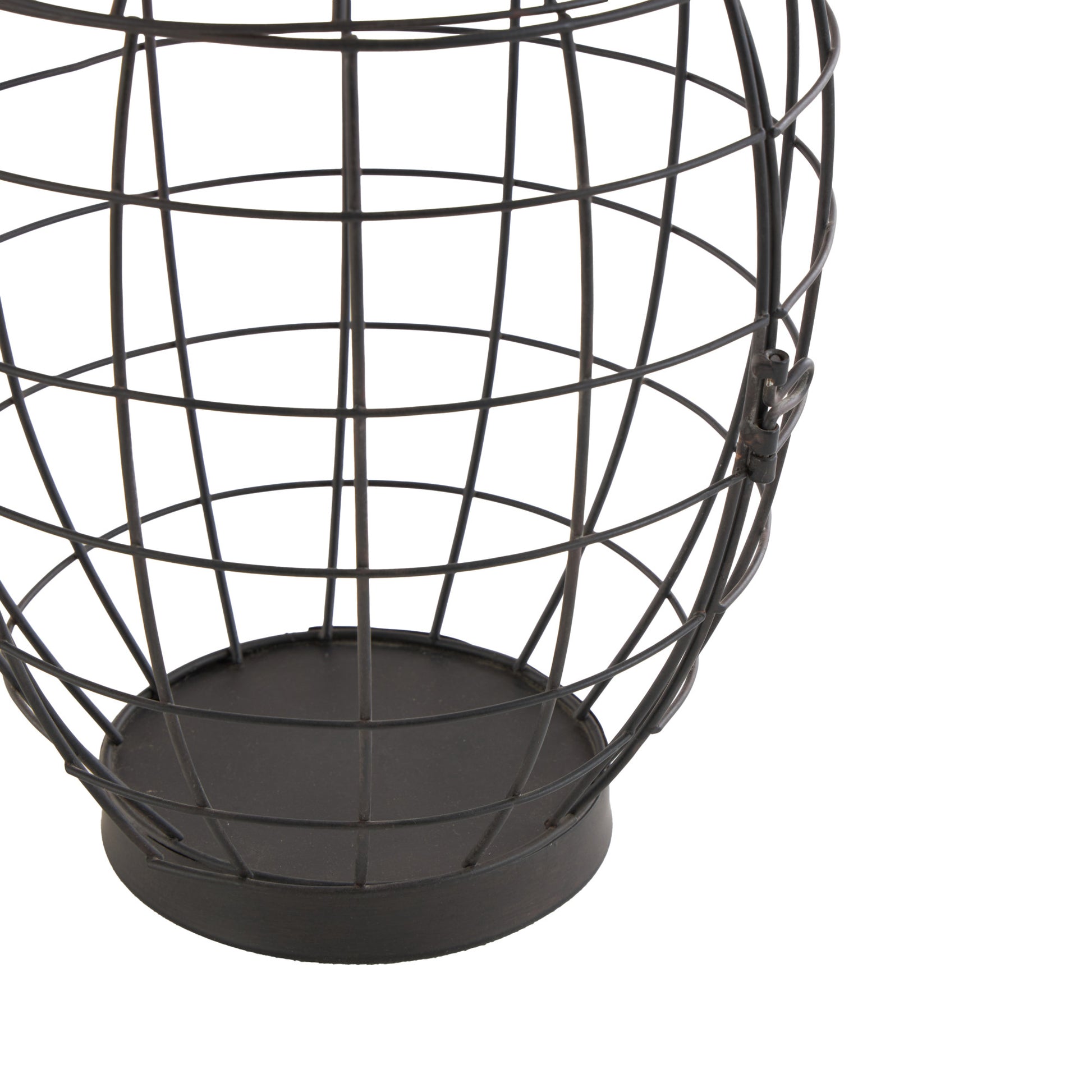 Set of 2 Black Metal Wire Caged Living Room Decorative Jars with Wooden Lids