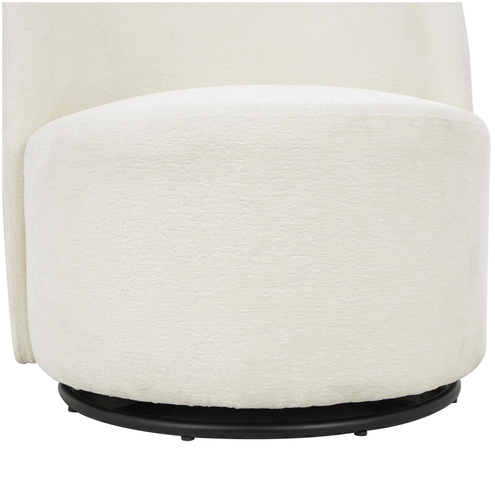 White Polyester Round Swivel Boucle Living Room Accent Chair with Black Base