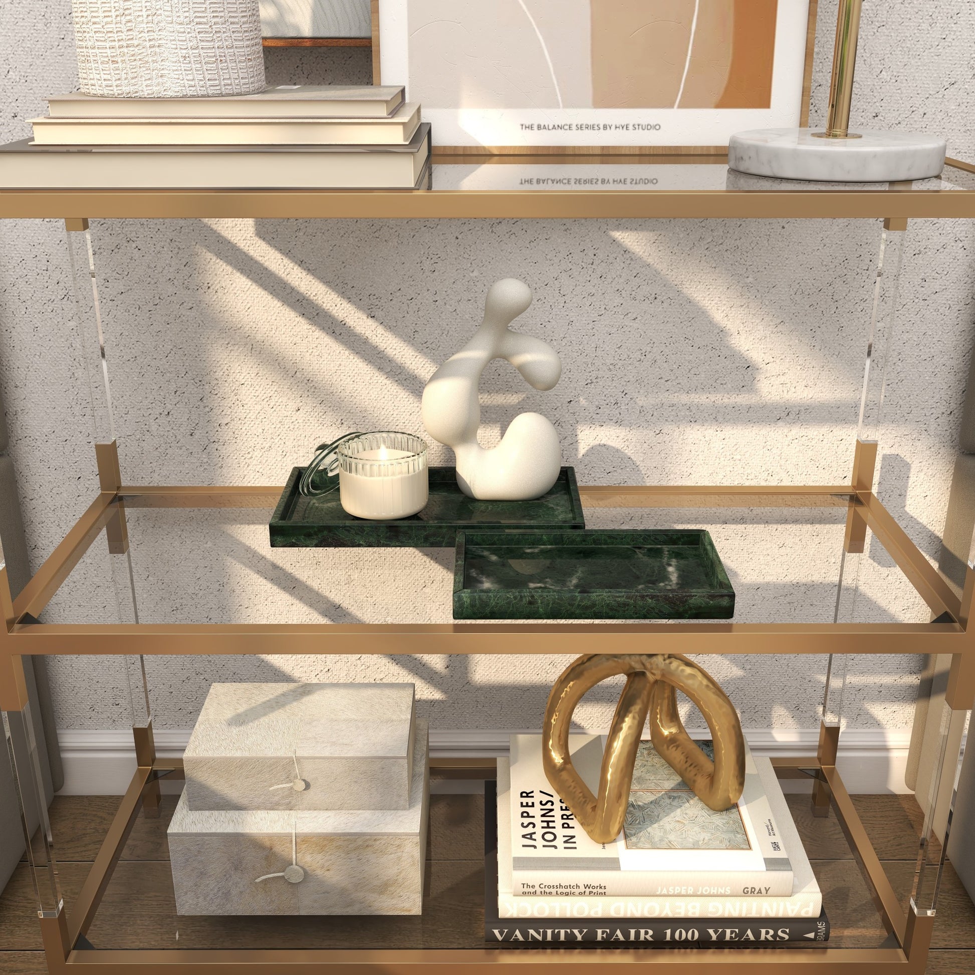 Set of 2 Marble Minimalistic Textured Square Living Room Decor Tray Set of 2 10", 8"W