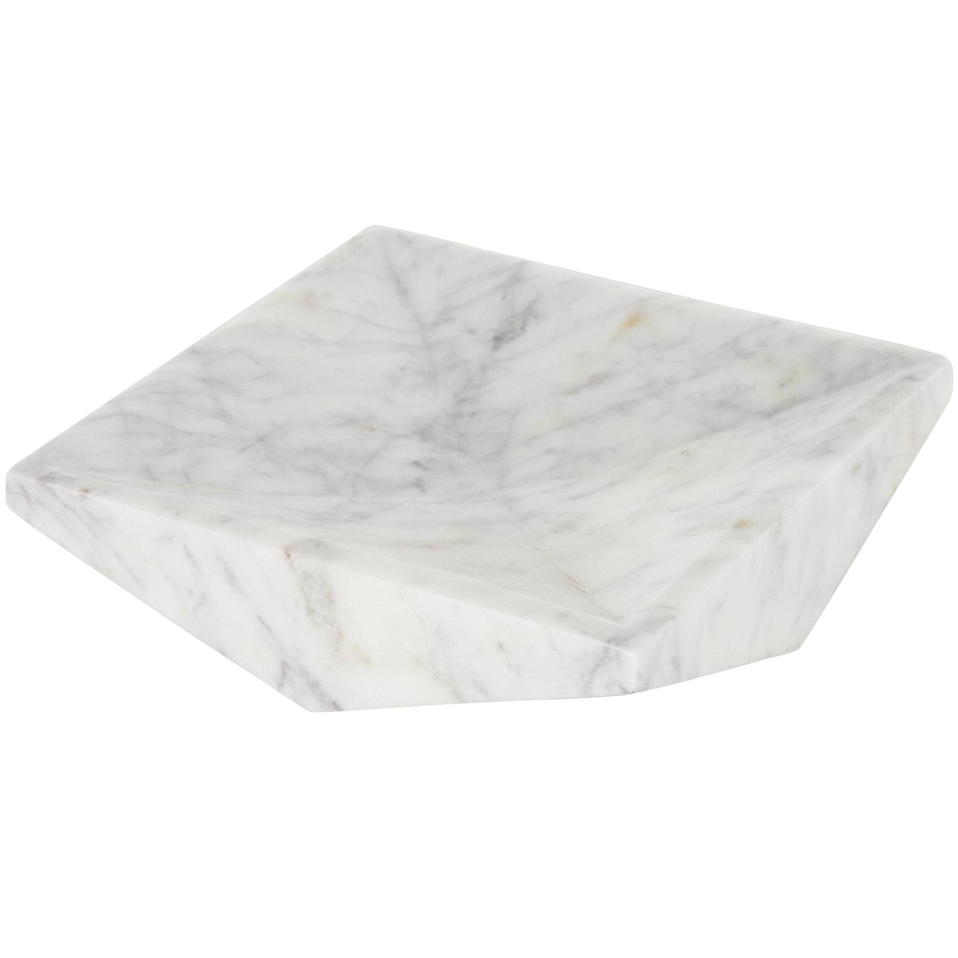 Geometric White Marble Square Living Room Decor Tray