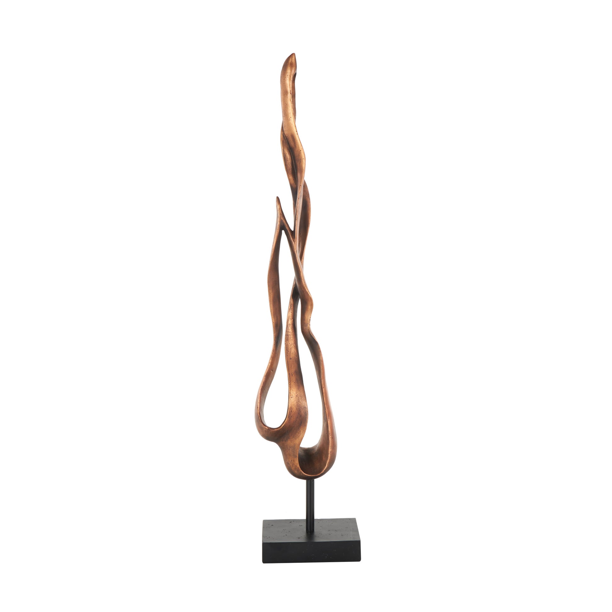 Abstract Bronze Polystone Abstract Decorative Sculpture with Rectangle Black Base
