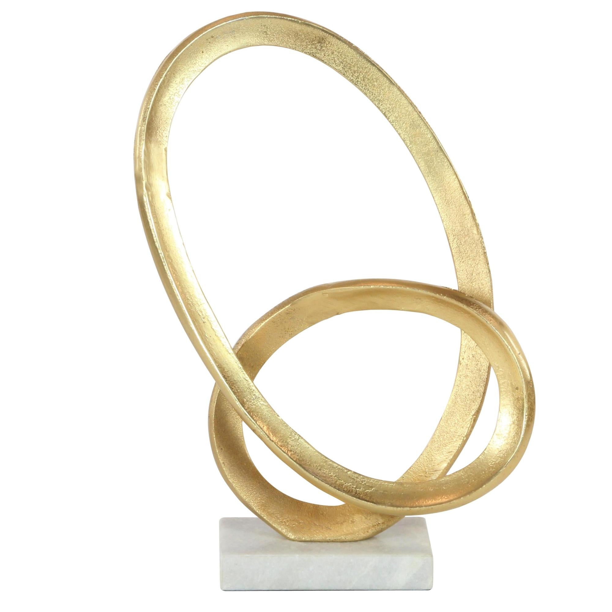 CosmoLiving by Cosmopolitan Geometric Gold Aluminum Metal Loop Decorative Sculpture with Marble Base