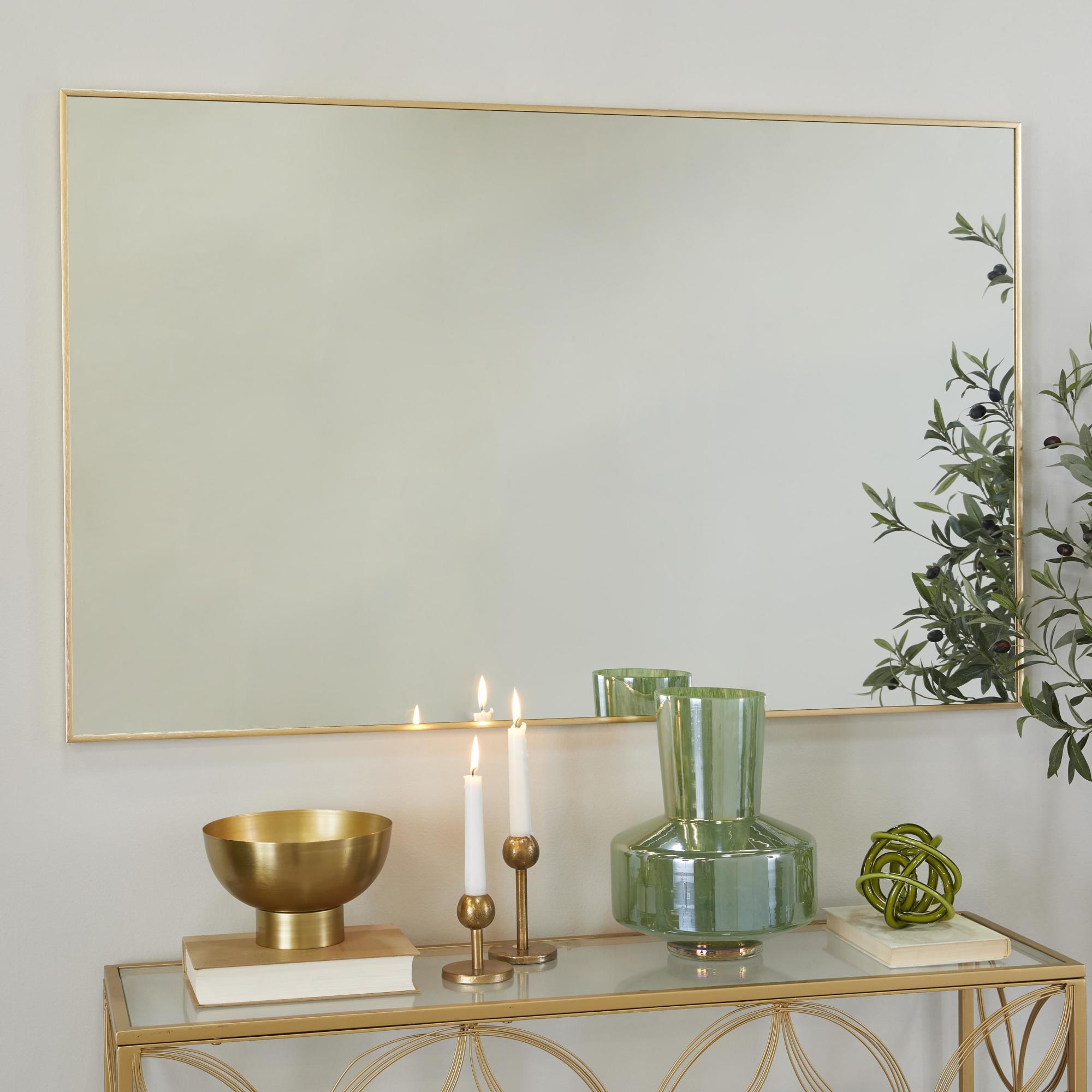 CosmoLiving by Cosmopolitan Gold Metal Room Wall Mirror with Thin Frame