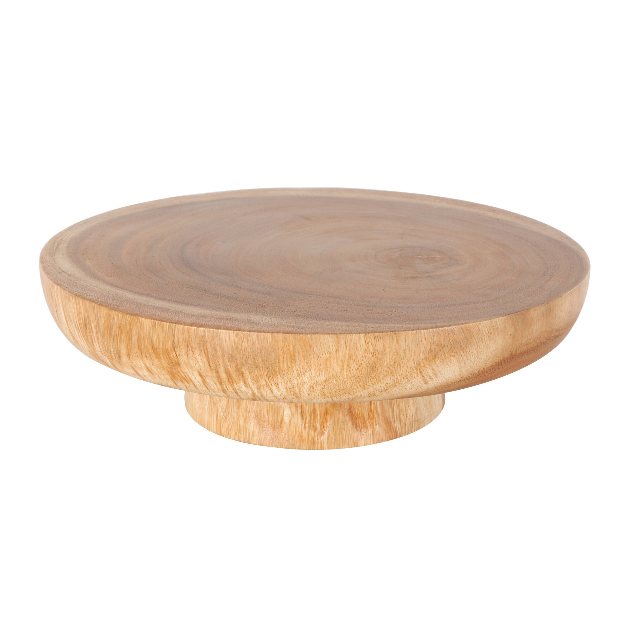 Brown Teak Wood Handmade Large Decorative Bowl with Elevated Base