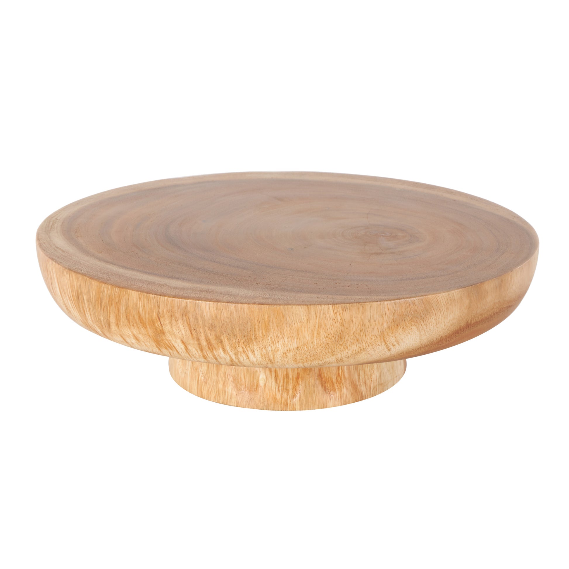 Brown Teak Wood Handmade Large Decorative Bowl with Elevated Base