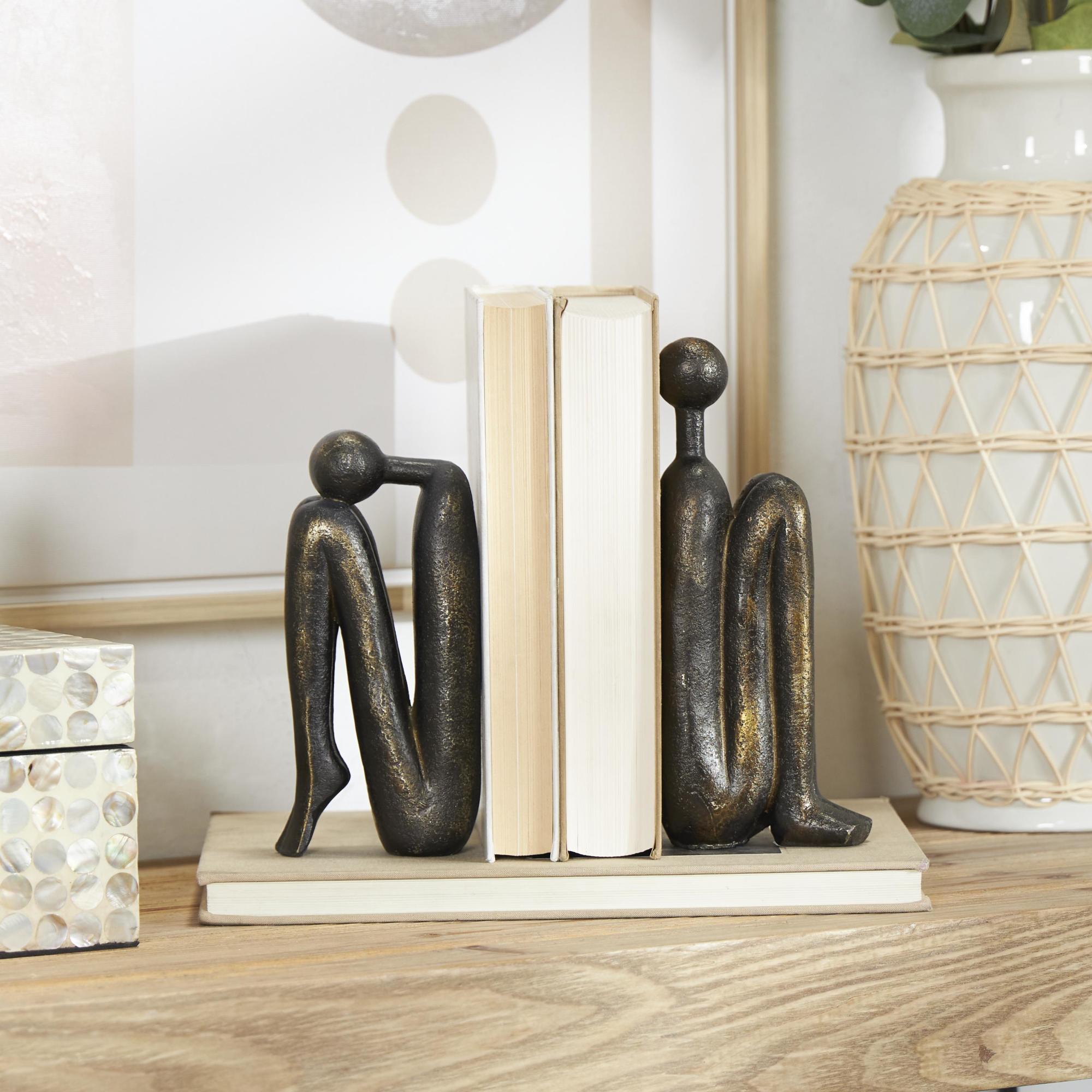 Set of 2 People Polystone Decorative Bookends