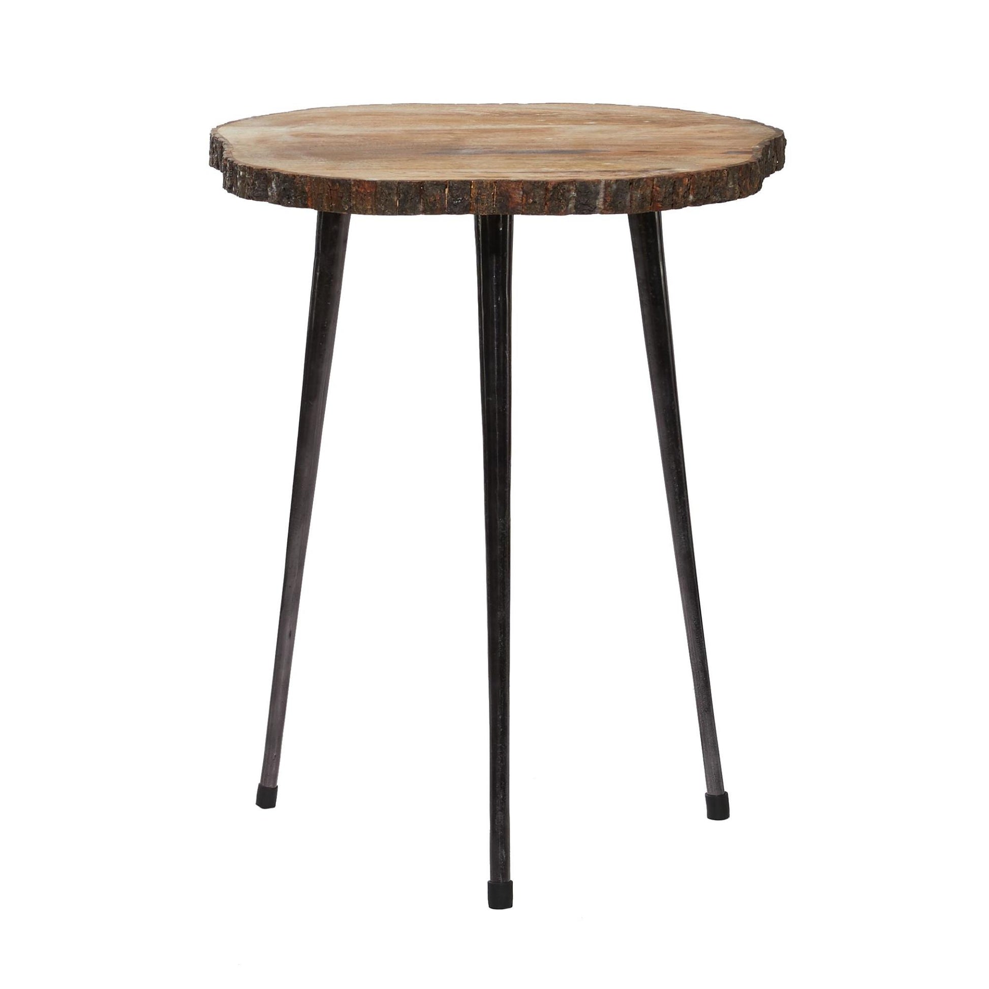 Brown Mango Wood Side End Accent Table with Footrest
