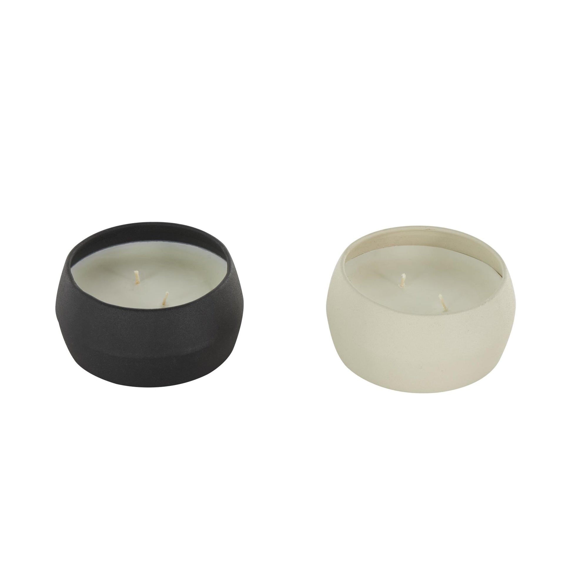 Set of 2 Metal Apple Cinnamon / Creamy Vanilla Swirl Scented Textured 9oz 2 Wick Decorative Candle with White Wax