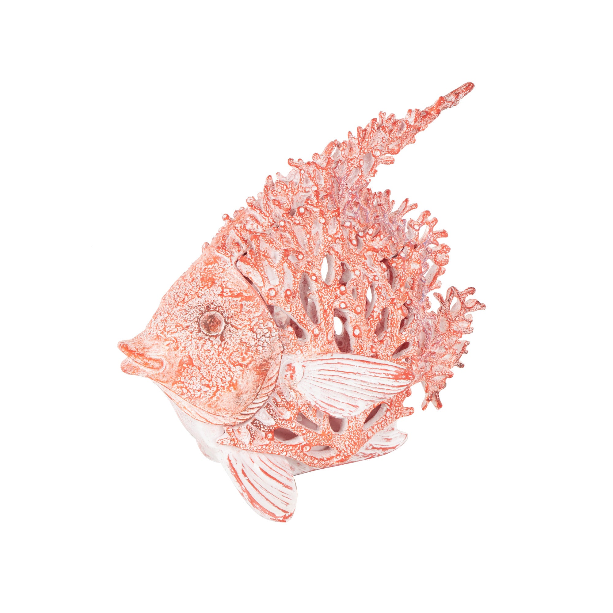 Fish Polystone Textured Decorative Sculpture with White Fins 11" x 6" x 10"