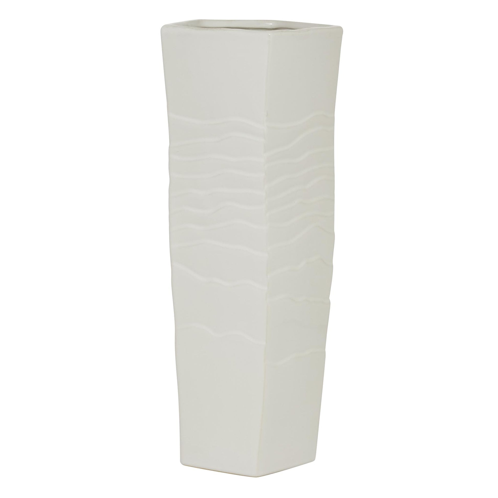 White Ceramic Textured Decorative Vase