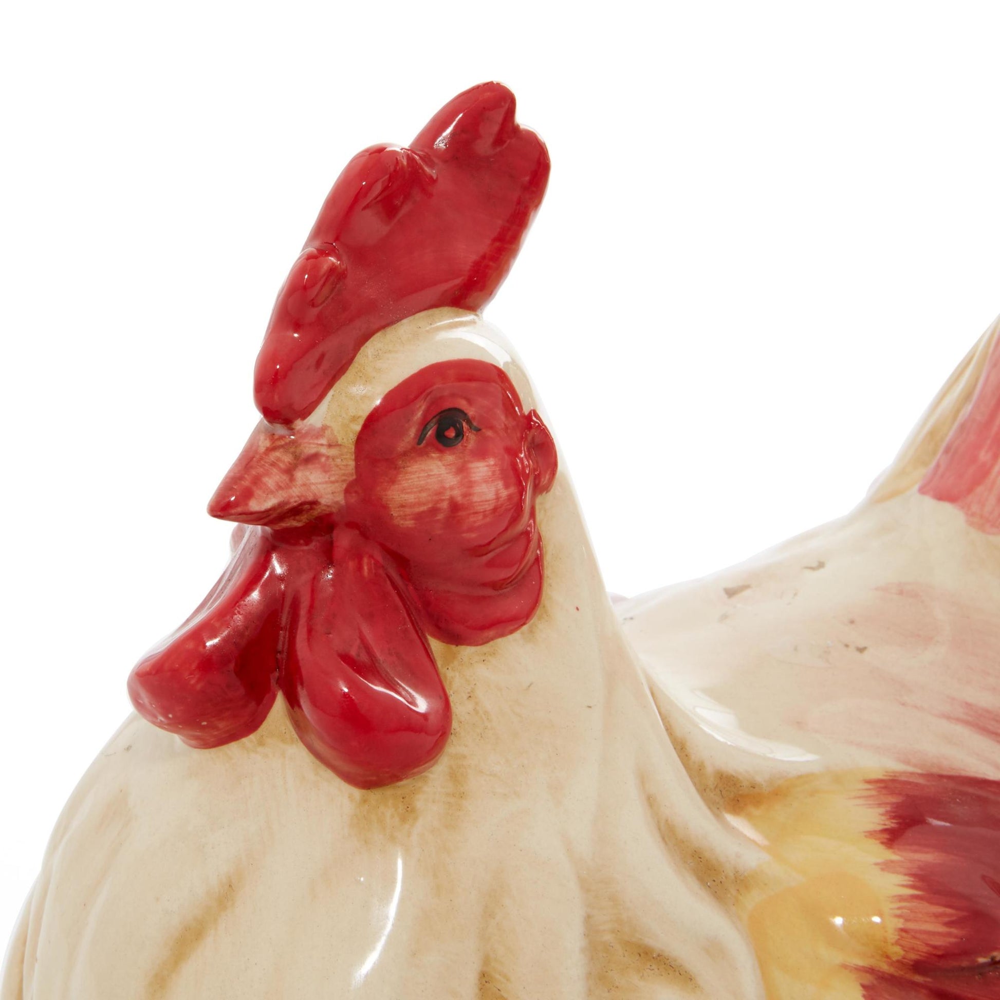 Rooster Red Ceramic Indoor Outdoor Decorative Garden Sculpture