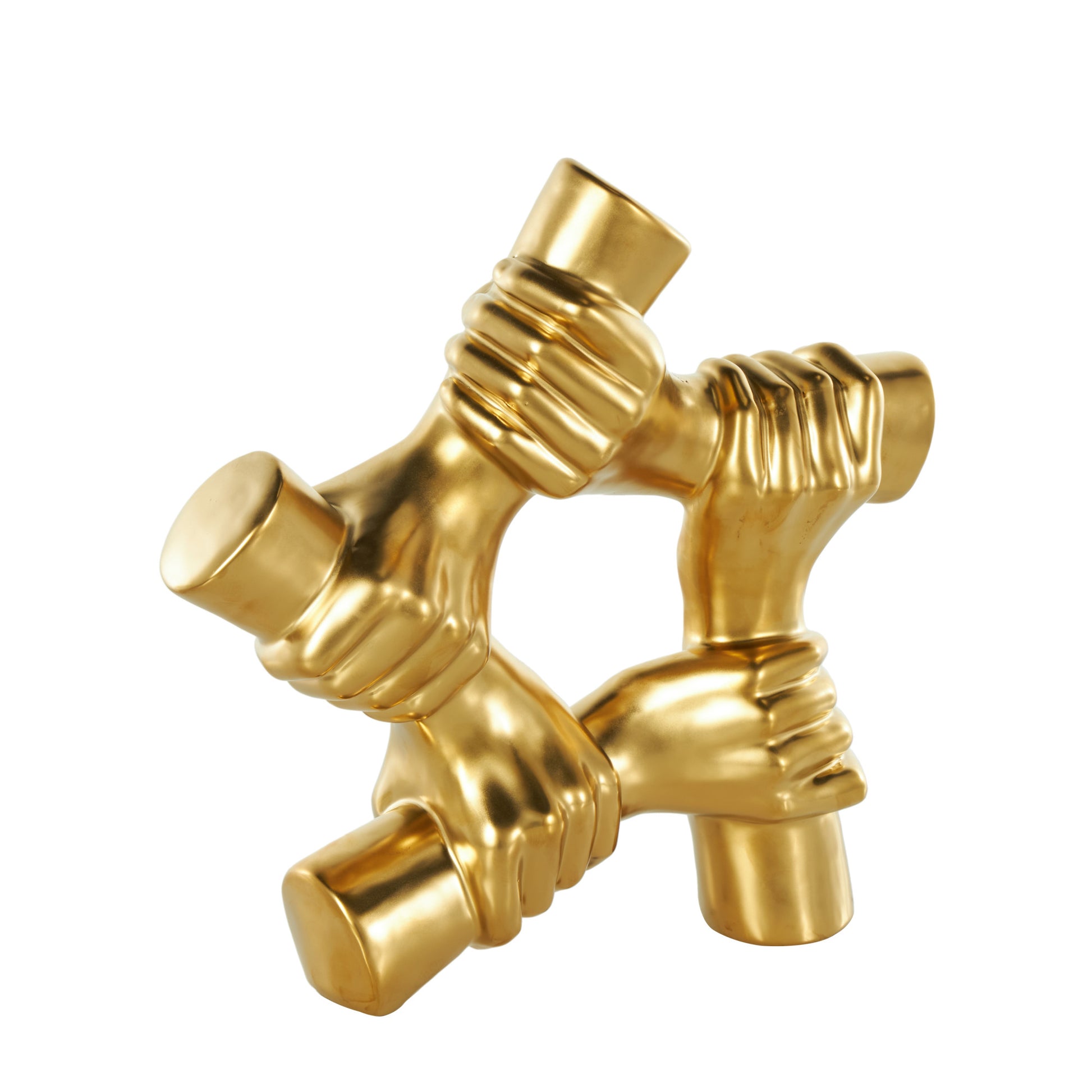 Hands Gold Ceramic Gripping Decorative Sculpture