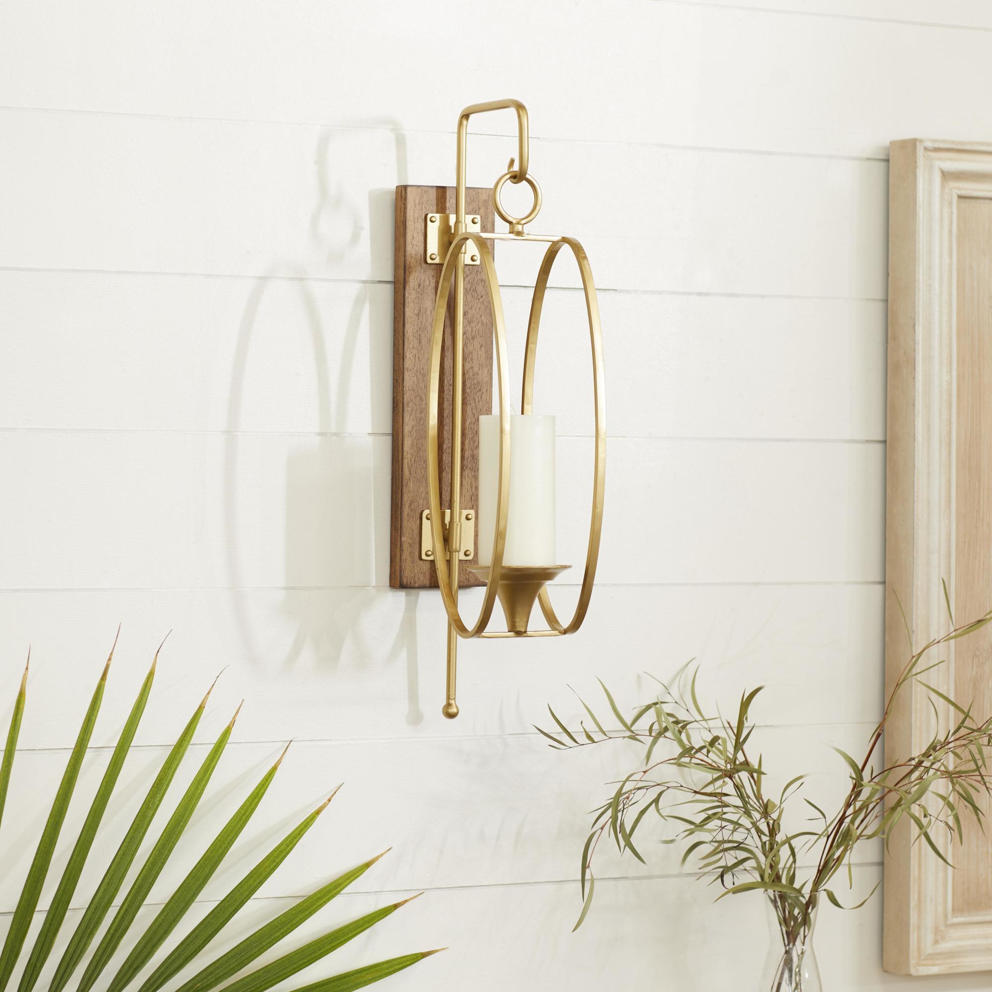 Gold Metal Single Candle Indoor Outdoor Wall Sconce