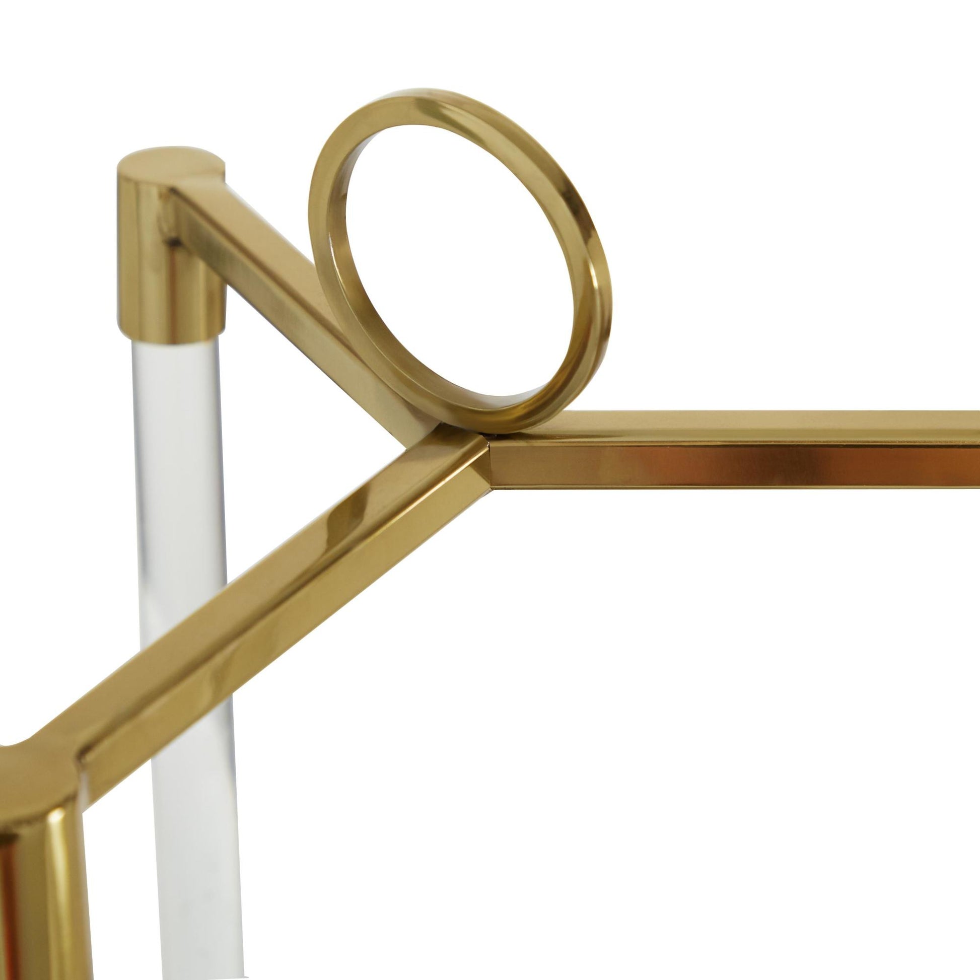 Gold Stainless Steel Metal Decorative Indoor Outdoor Candle Lantern with Acrylic Accents