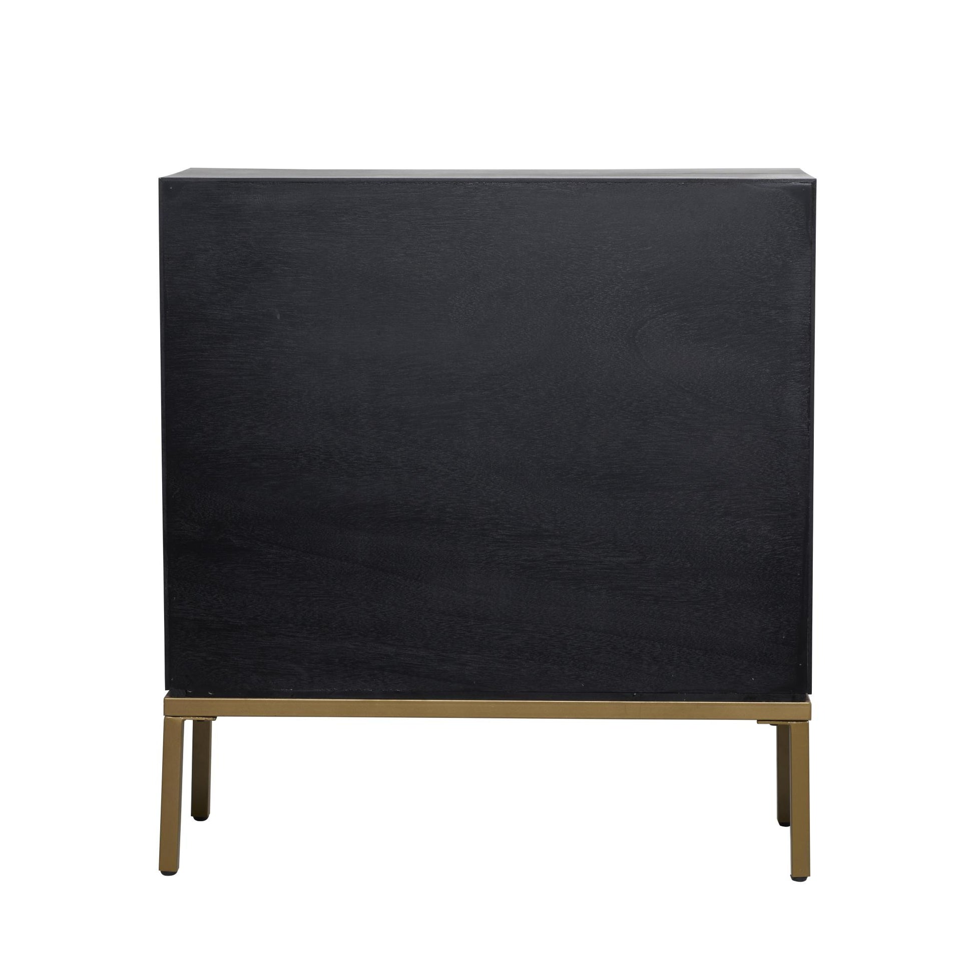 Geometric Bronze Wood Relief Ripple Design 2 Door Room Cabinet with Crescent Moon Handles