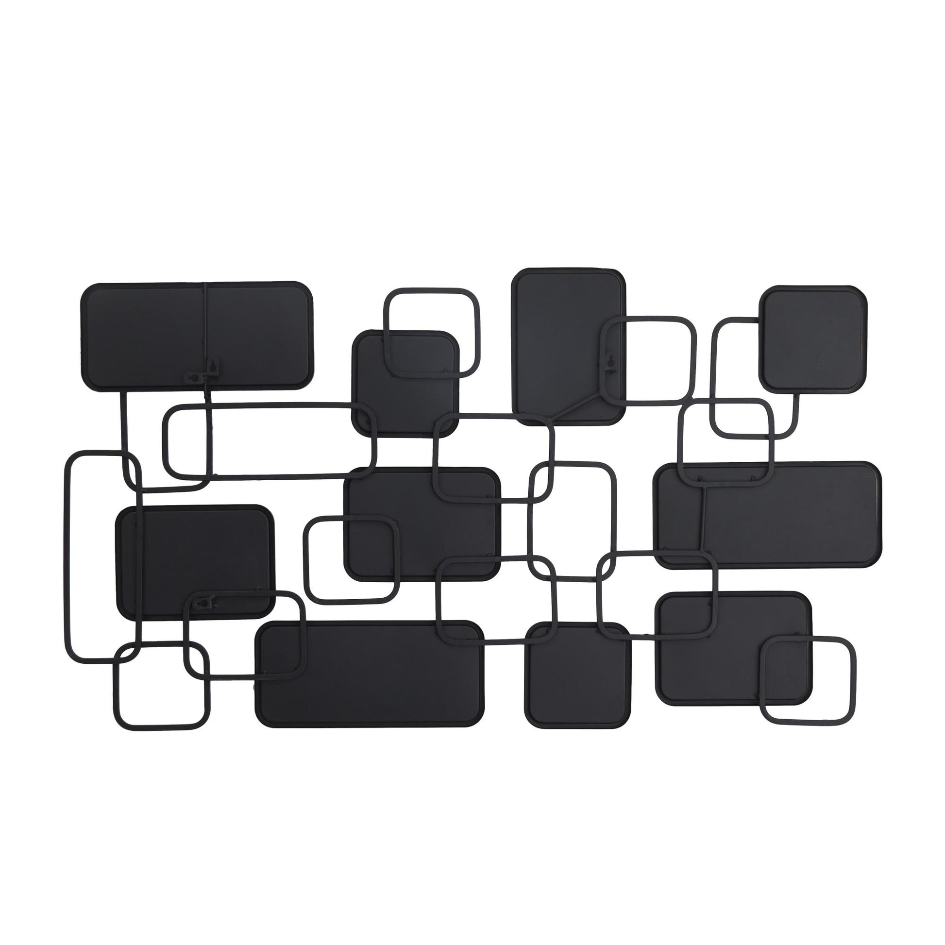 CosmoLiving by Cosmopolitan Geometric Black Metal Overlapping Rectangle Room Wall Mirror with Wire Rod Outlines