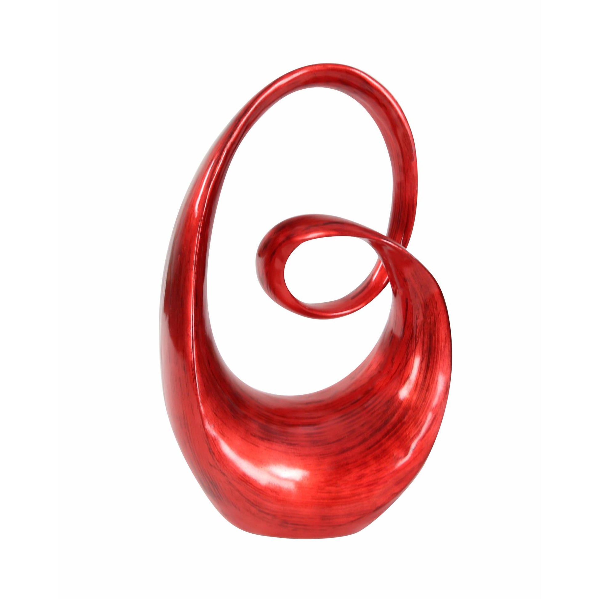 Abstract Red Polystone Swirl Decorative Sculpture