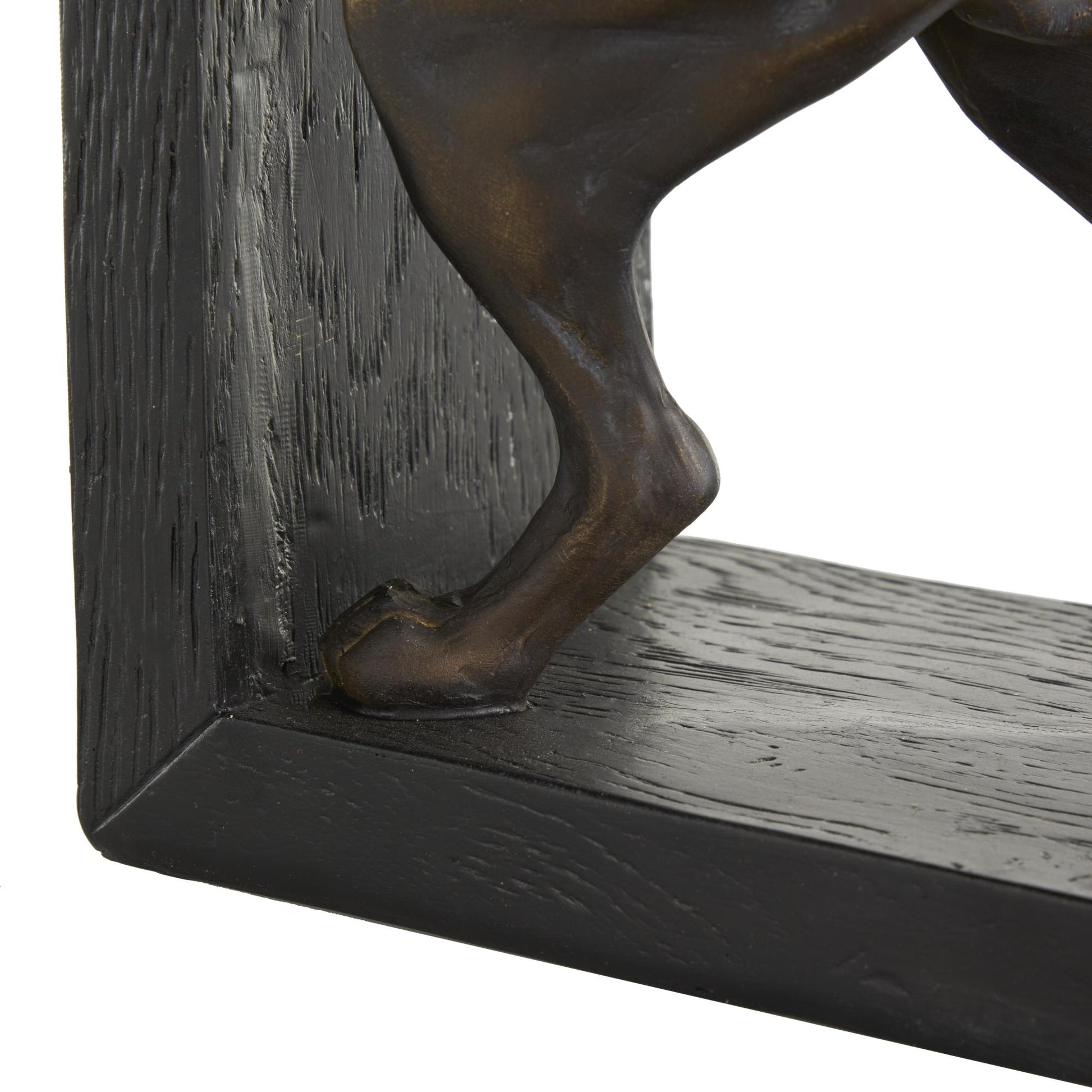 Set of 2 Dog Black Polystone Greyhound Decorative Bookends with Gold Accents and Black Stands