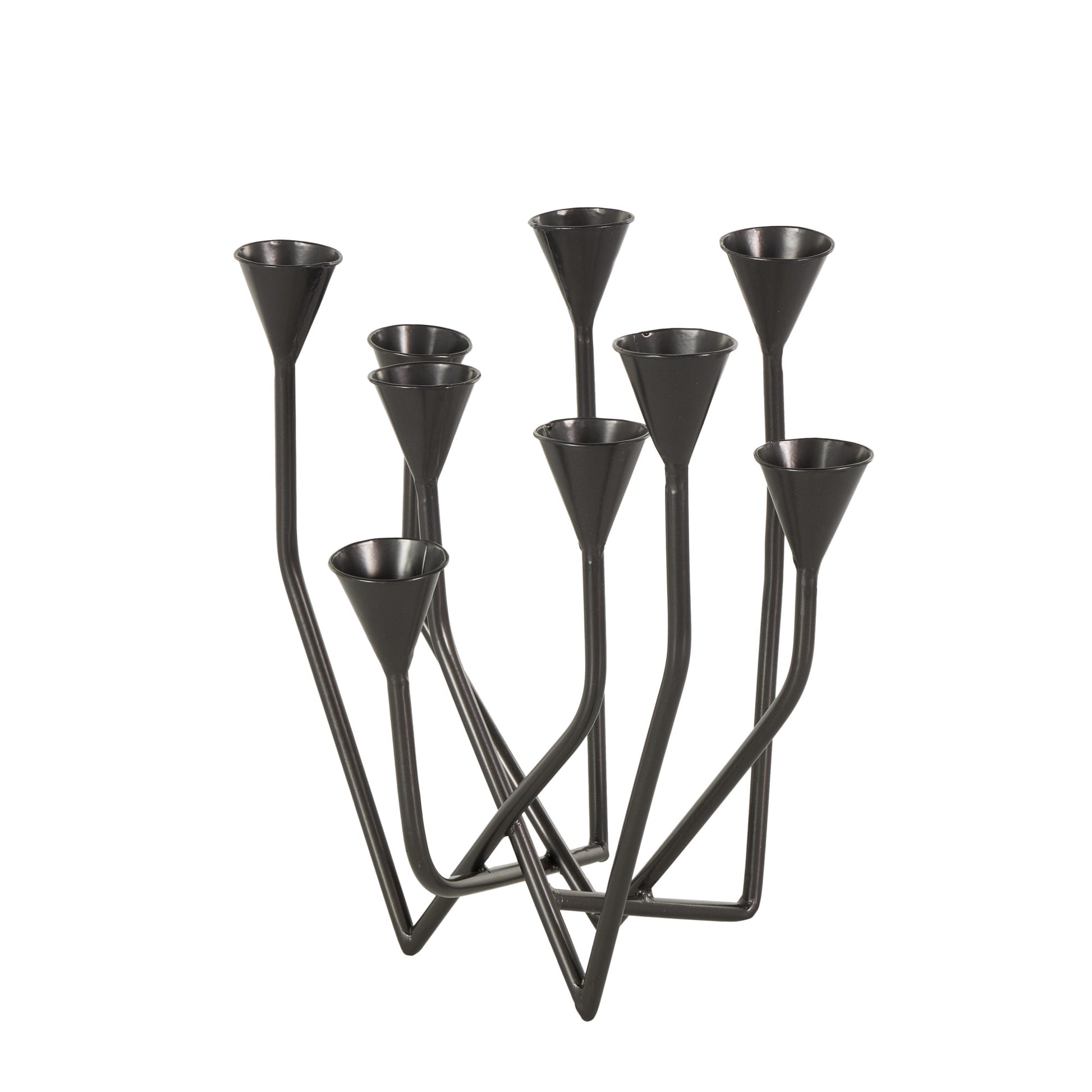 Black Metal Taper 9 Slot Decorative Candelabra